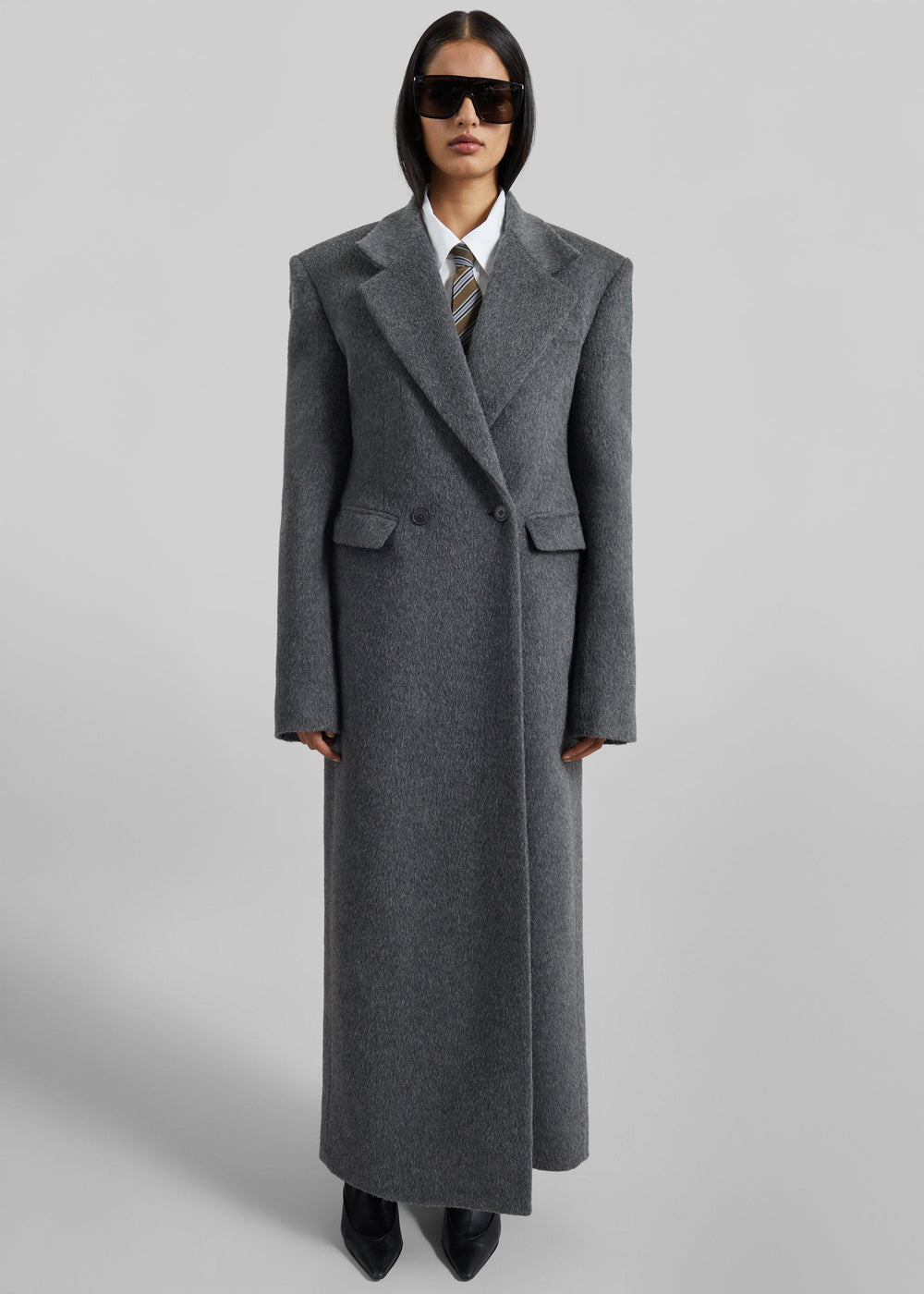 Cappotto lungo sartoriale Saki - Grigio mélange - 1