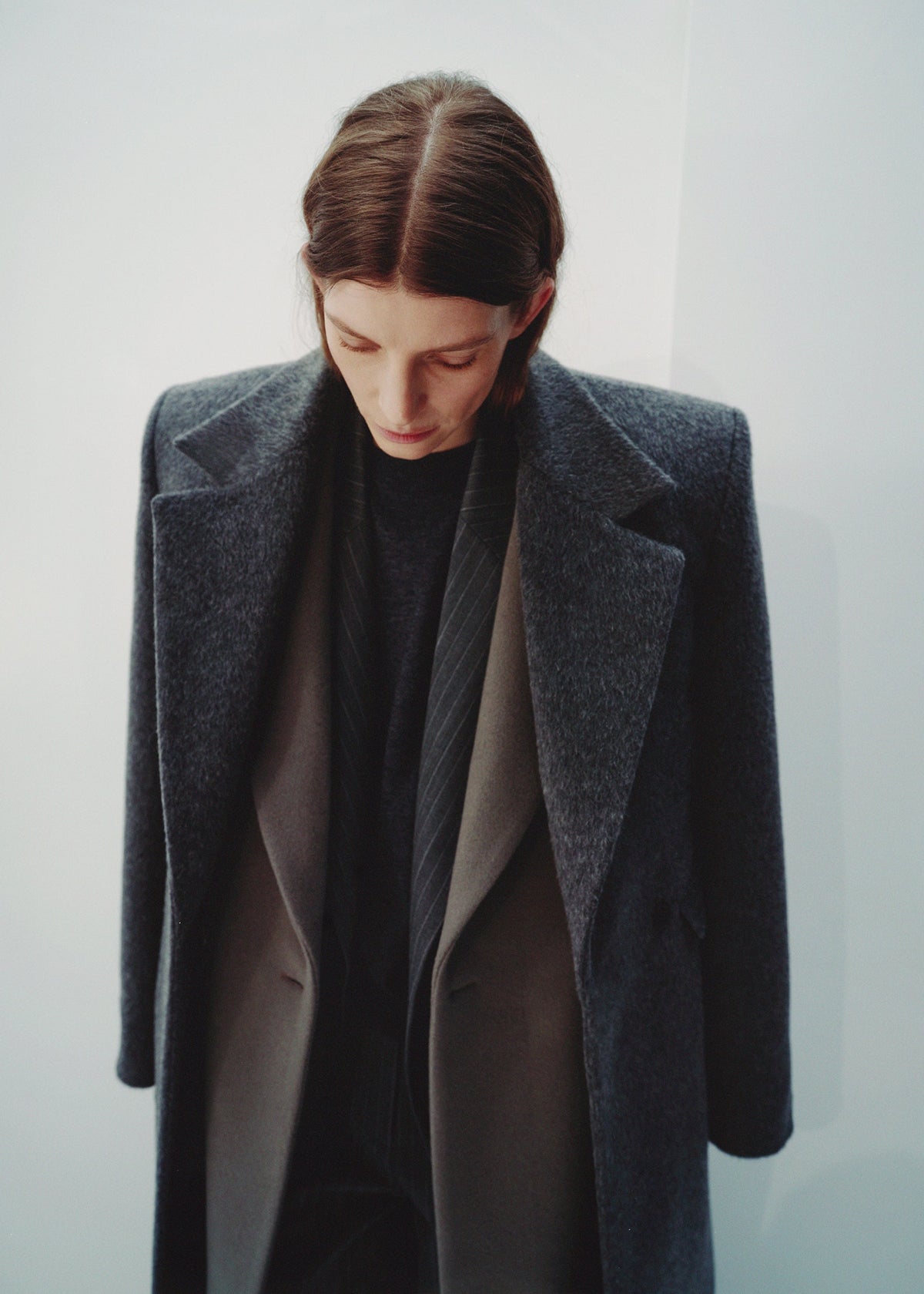 Saki Tailored Long Coat - Grey Melange