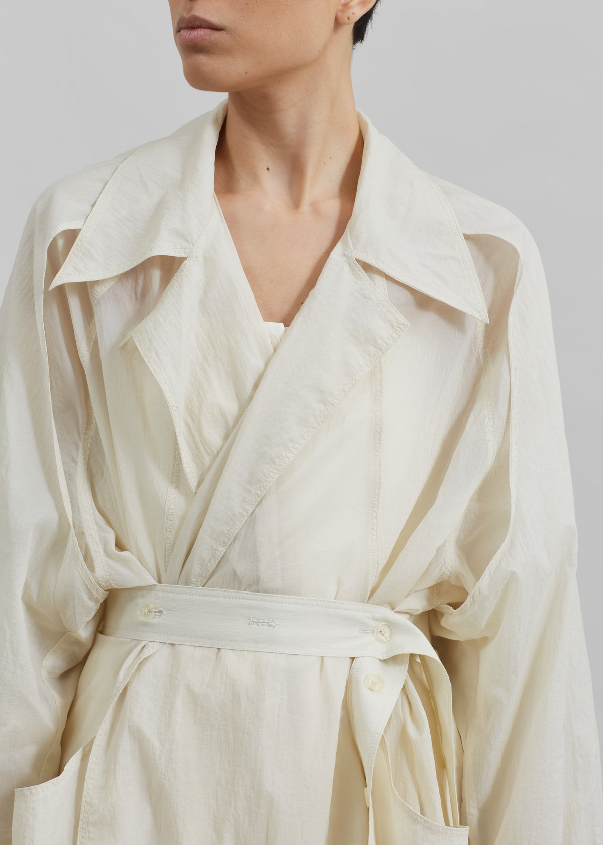 Sal Trench Coat - Ivory - 4