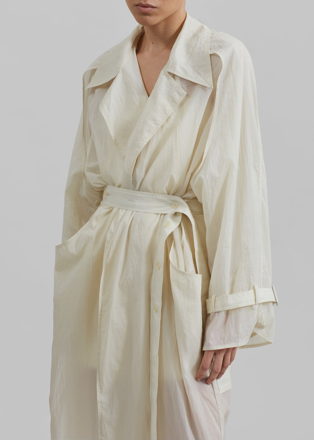 Sal Trench Coat - Ivory - 2