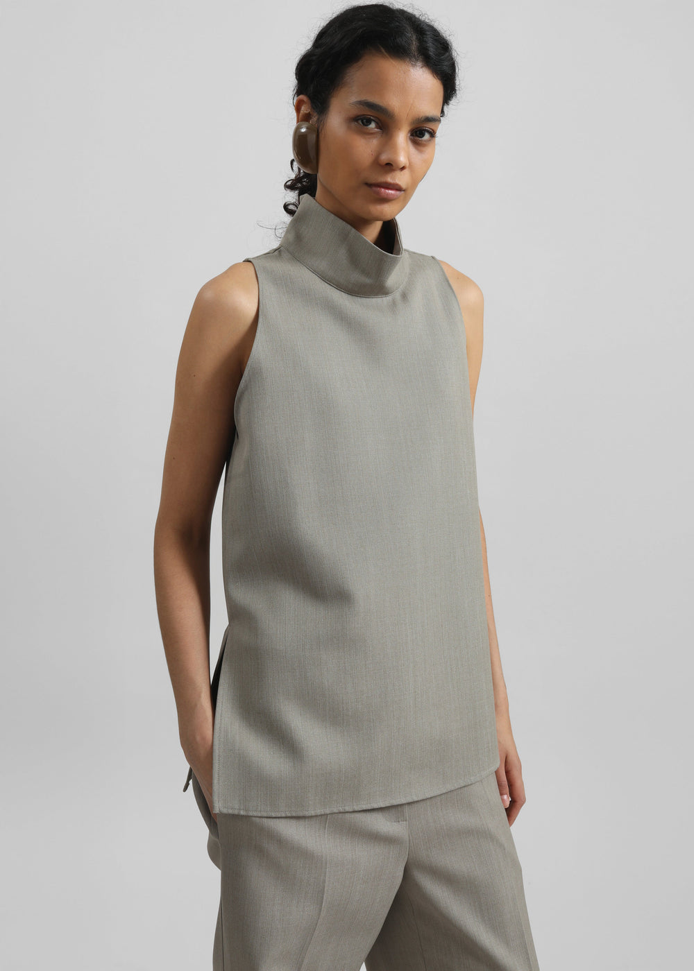 Salcott Mock Neck Top - Taupe