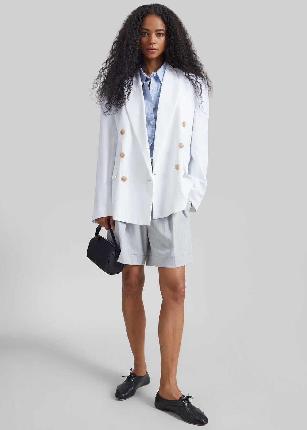 Salerno Linen Blazer - White - 1