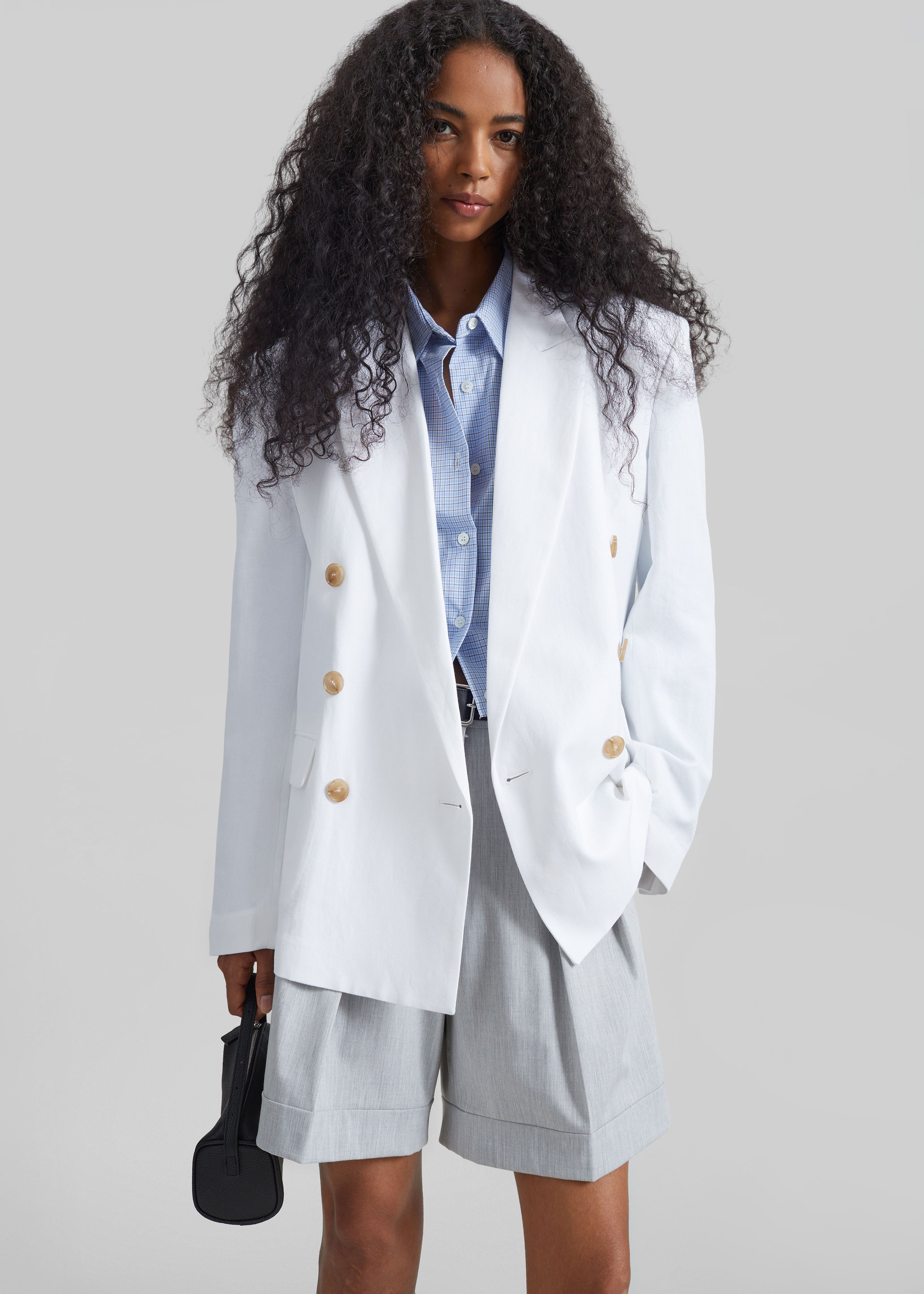 Salerno Linen Blazer - White - 1