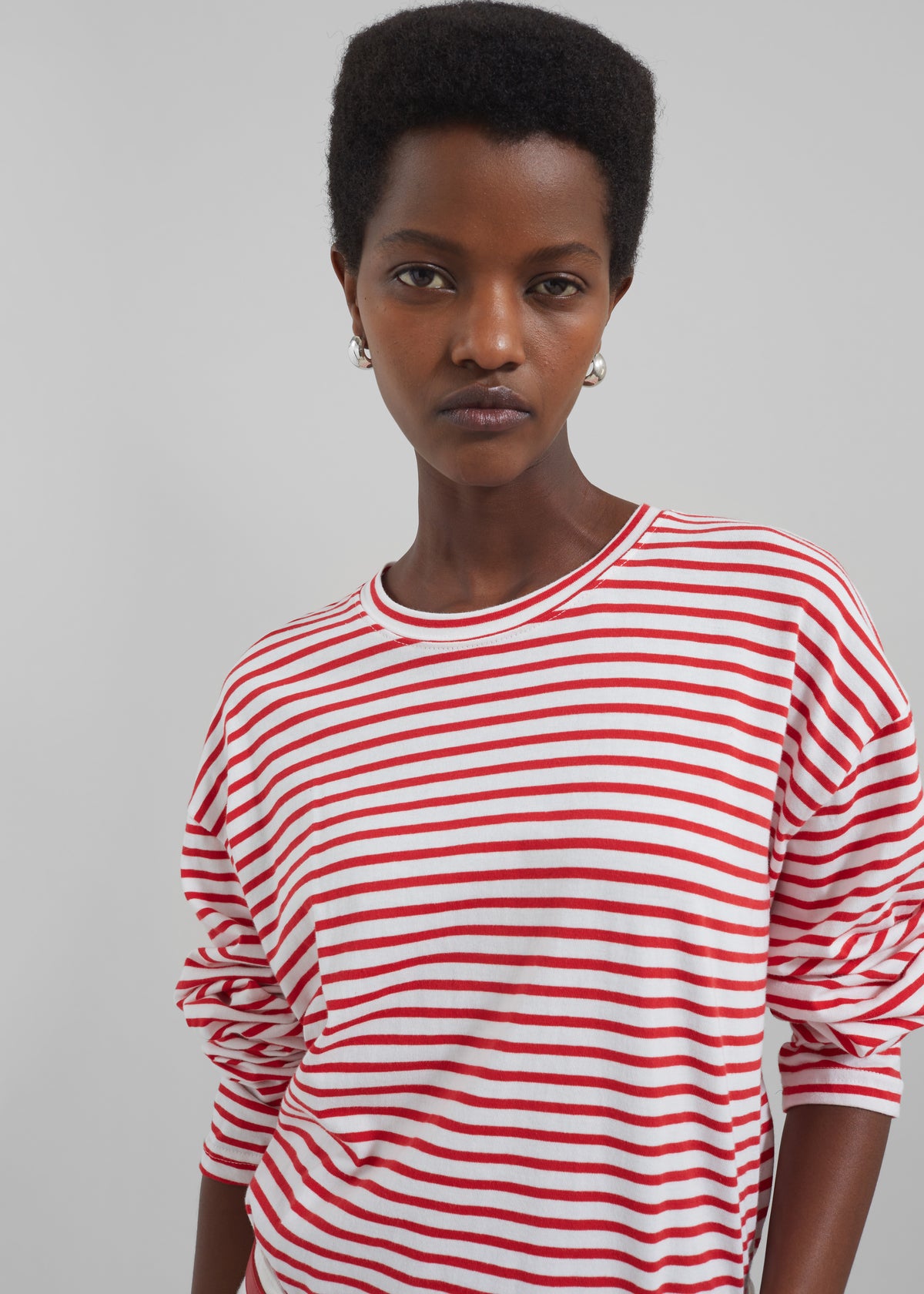 Salome Long Sleeve Tee - White/Red Stripe - 8