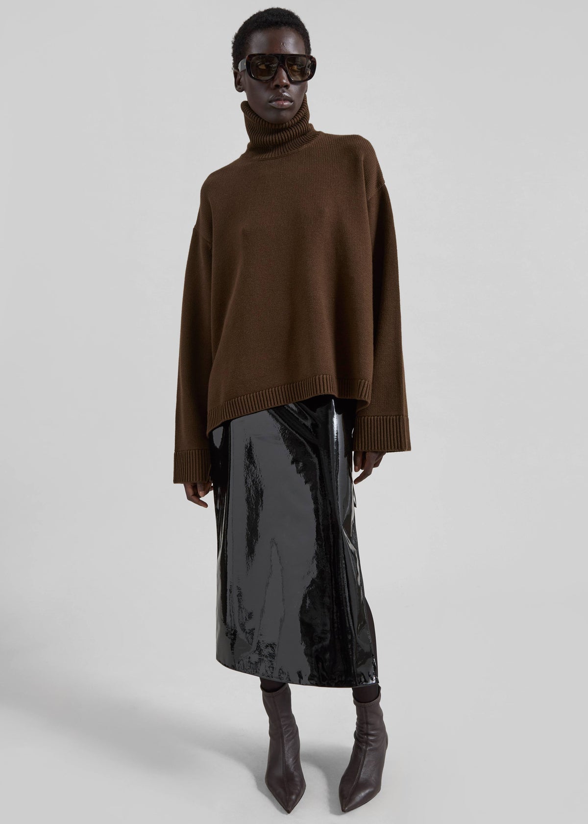 Samantha Patent Zip Skirt - Black - 2