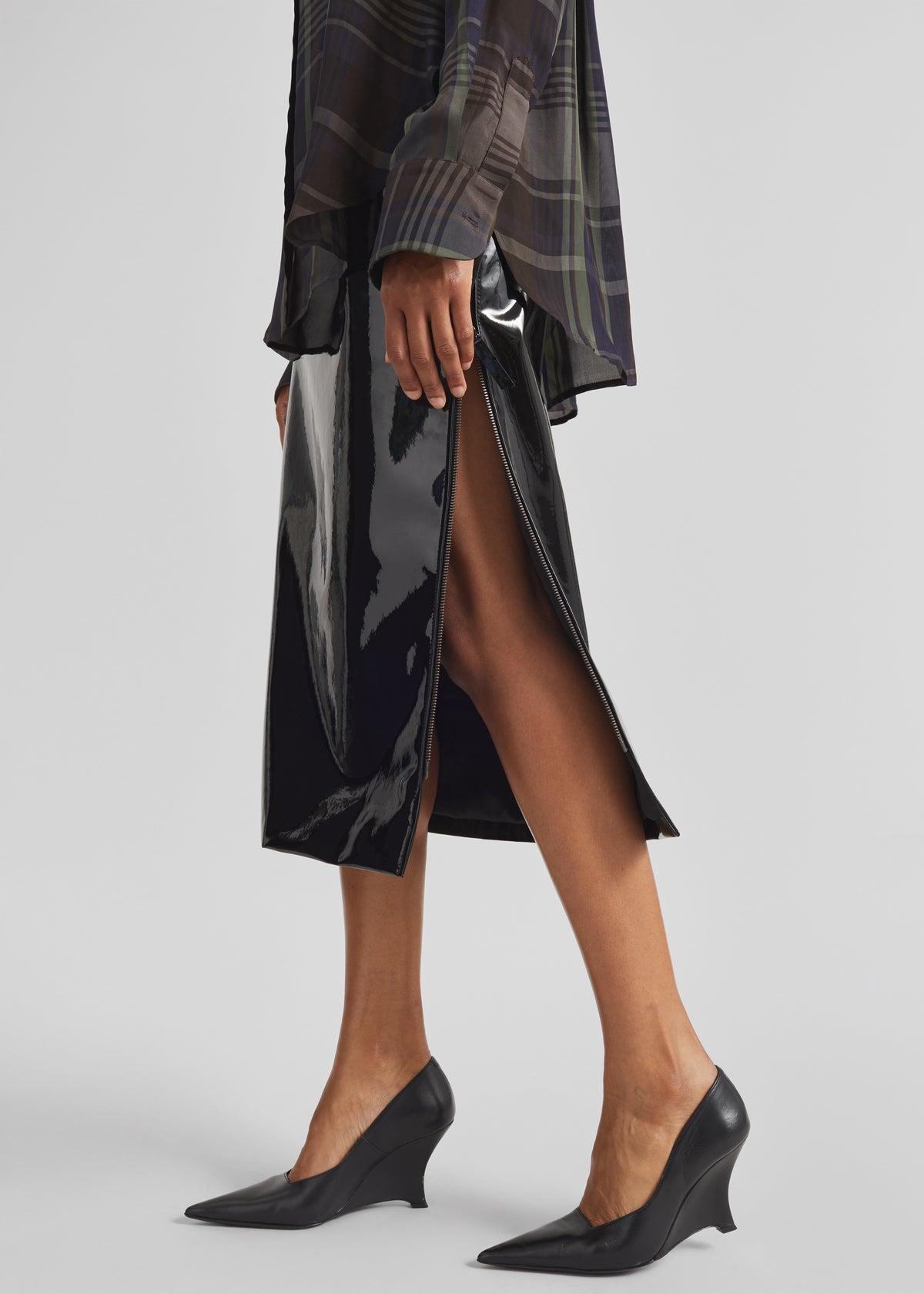 Samantha Patent Zip Skirt - Black - 6