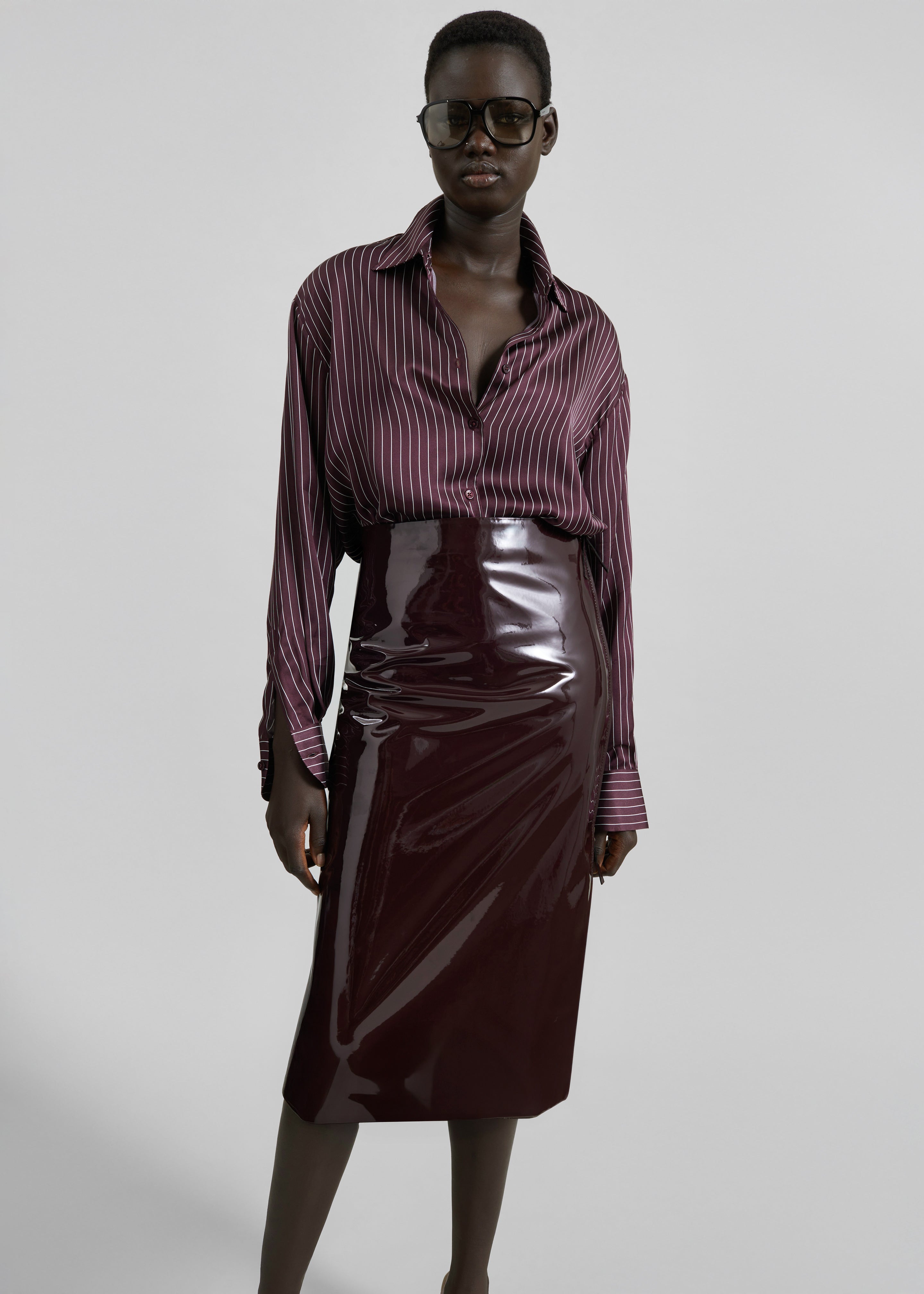 Samantha Patent Zip Skirt - Burgundy - 10
