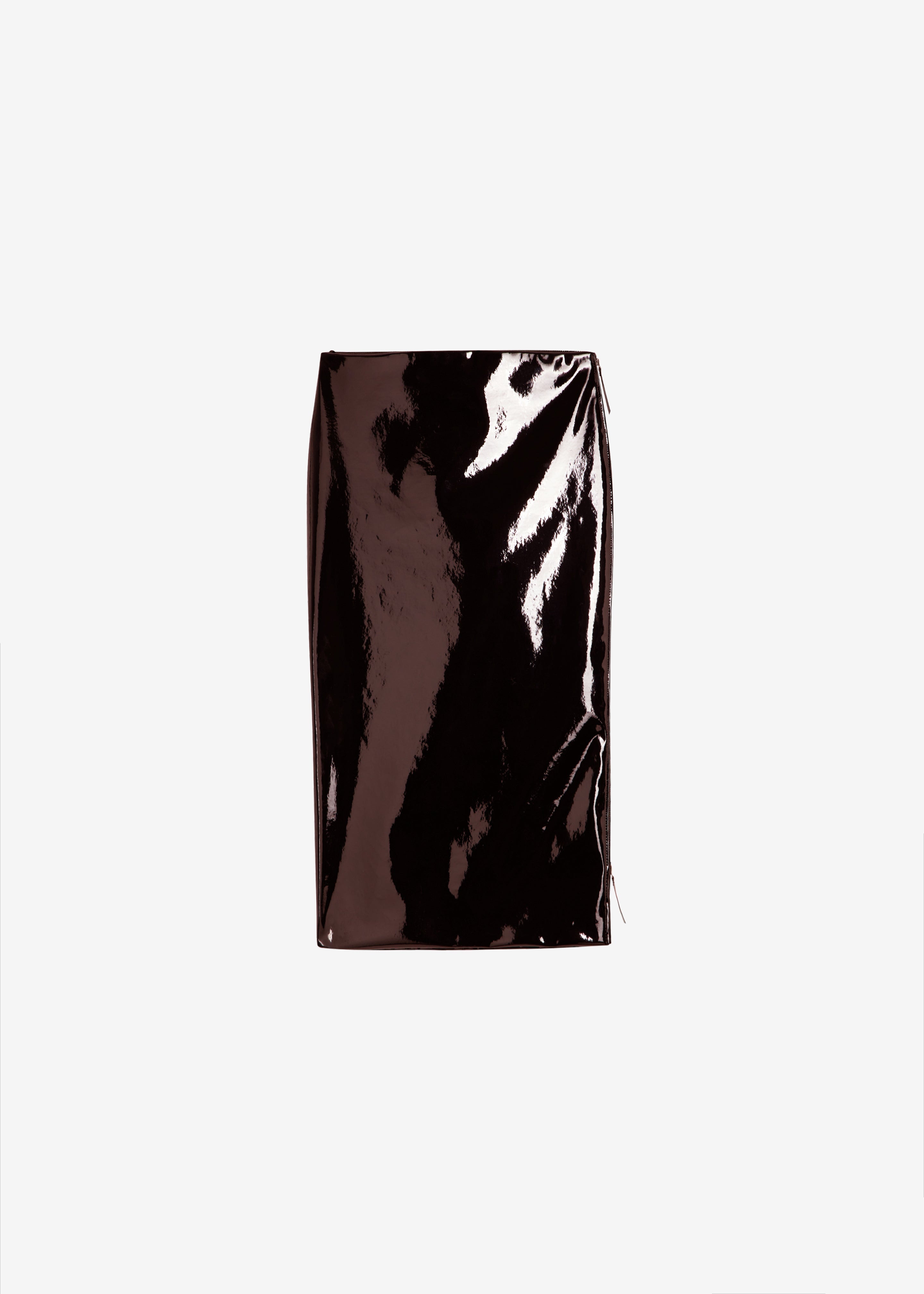 Samantha Patent Zip Skirt - Burgundy - 8