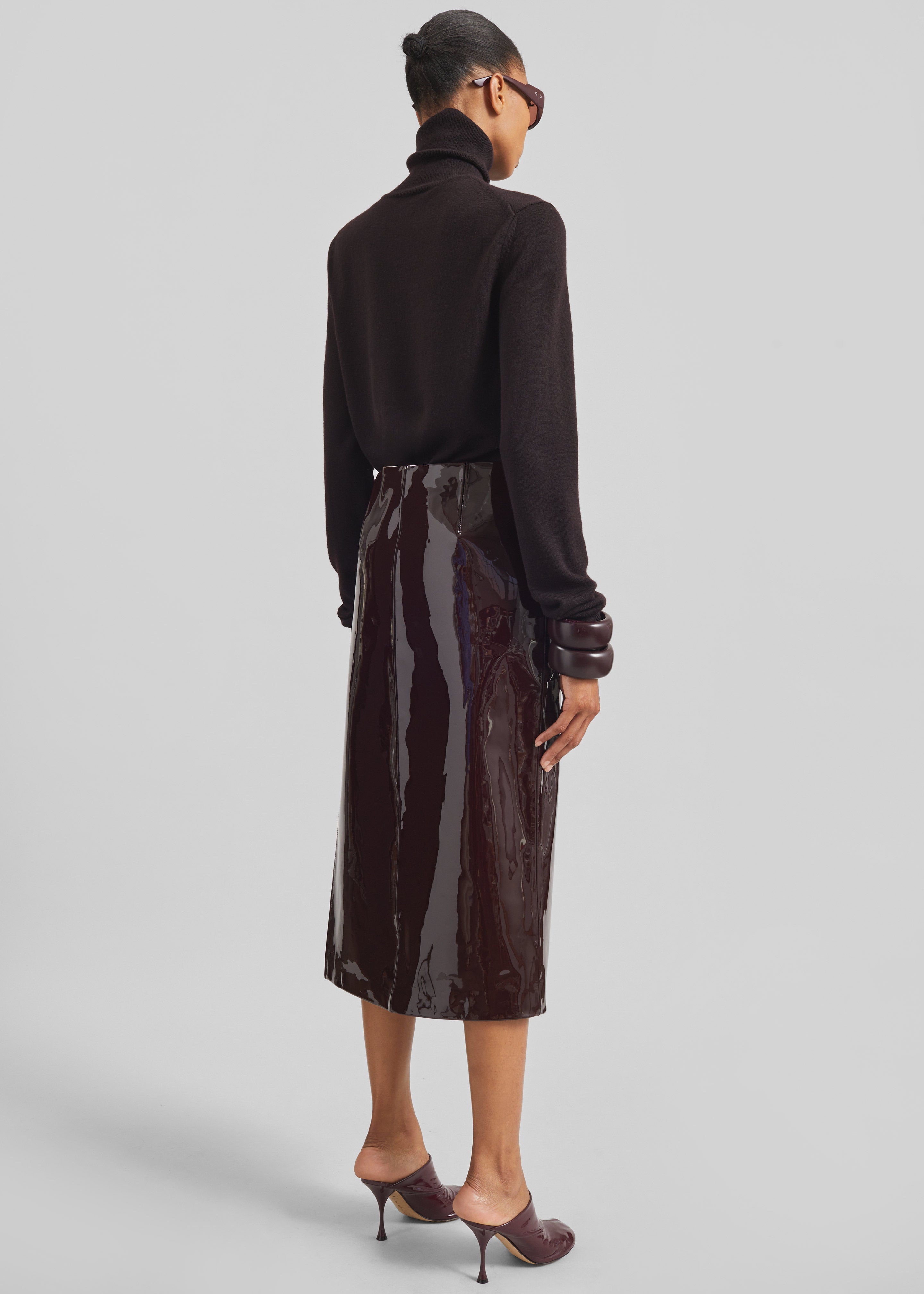 Samantha Patent Zip Skirt - Burgundy - 7