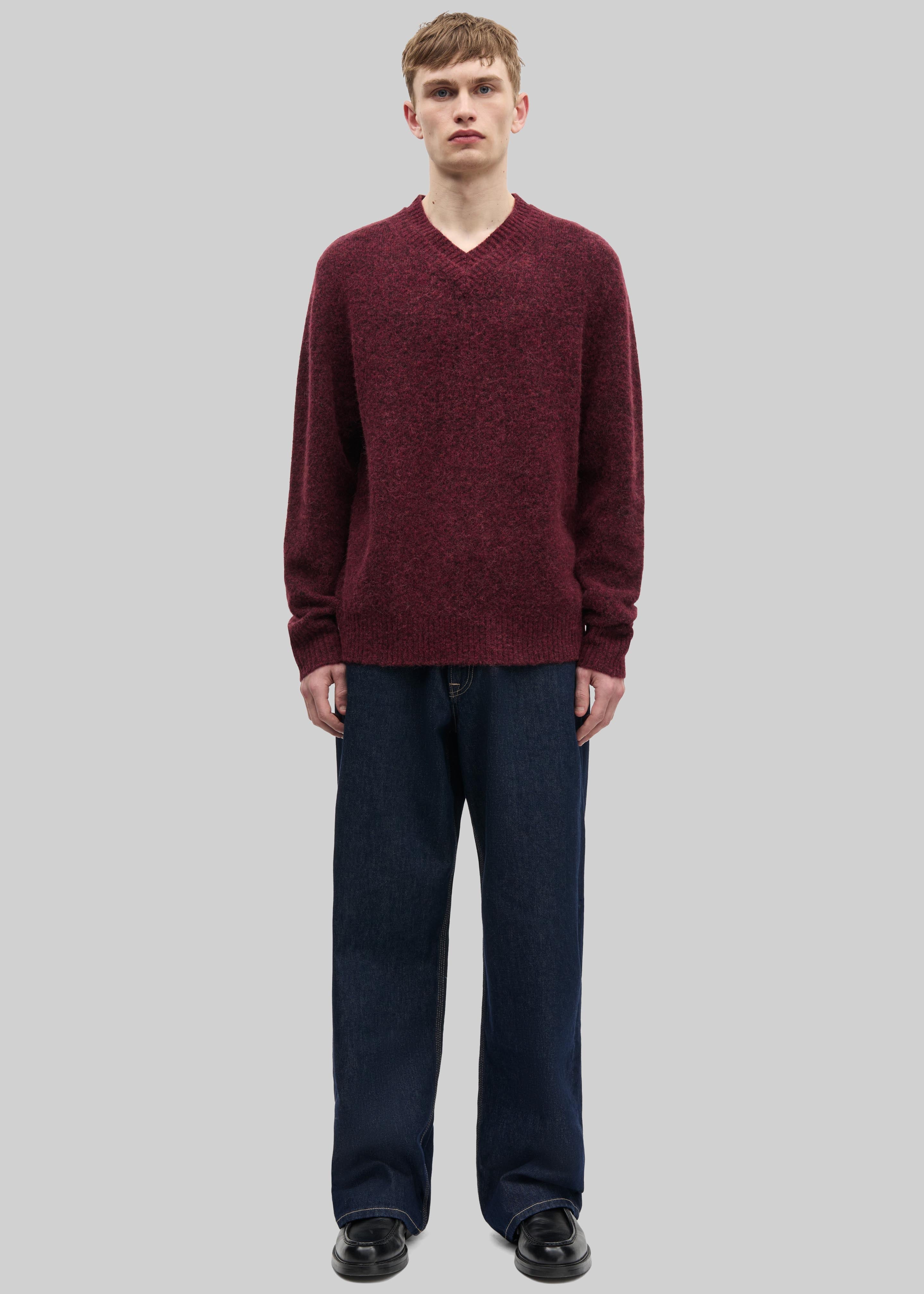 Samsøe Samsøe Safloyd V-Neck Sweater - Rum Raisin Melange - 3