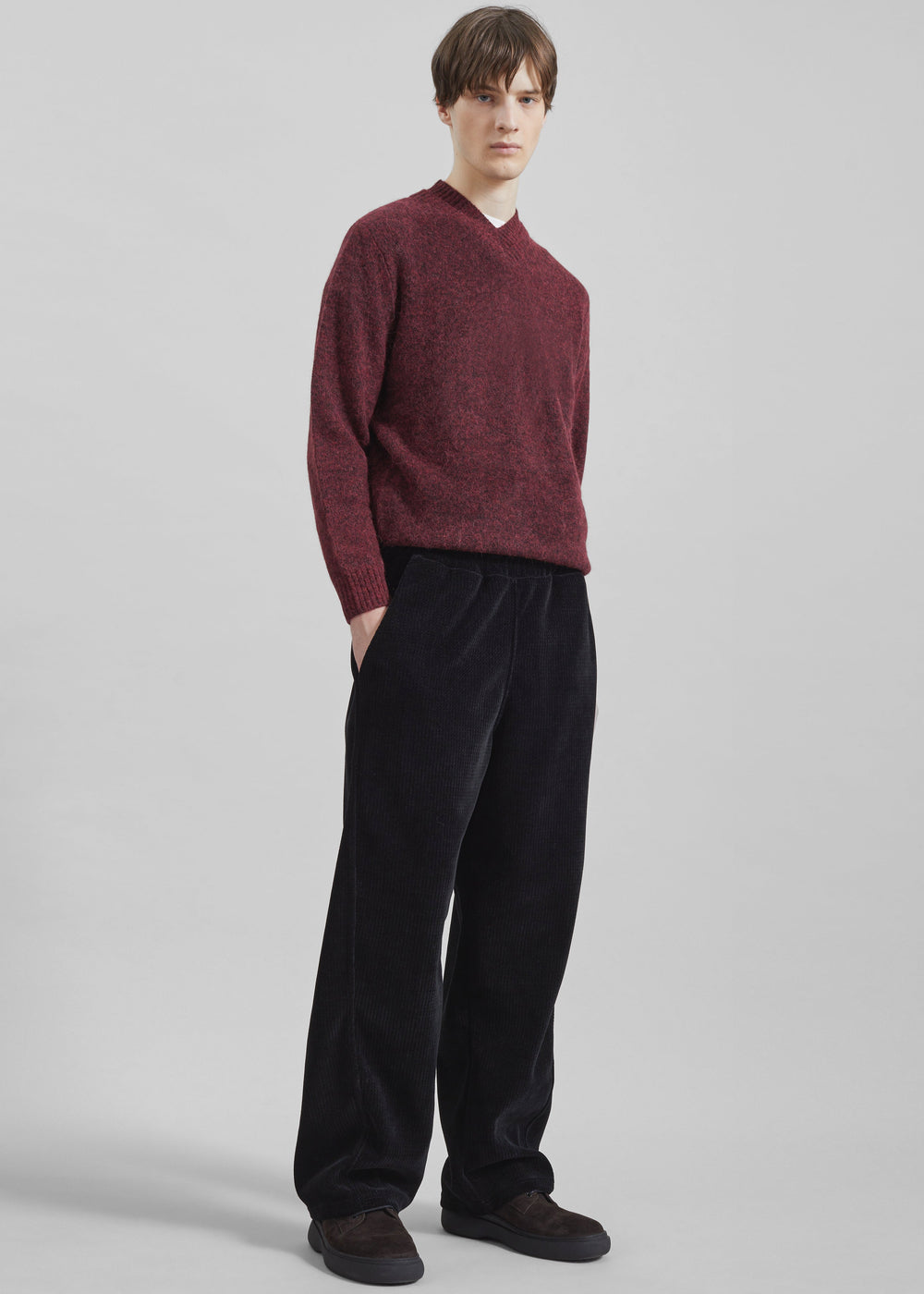 Samsøe Samsøe Safloyd V-Neck Sweater - Rum Raisin Melange - 1