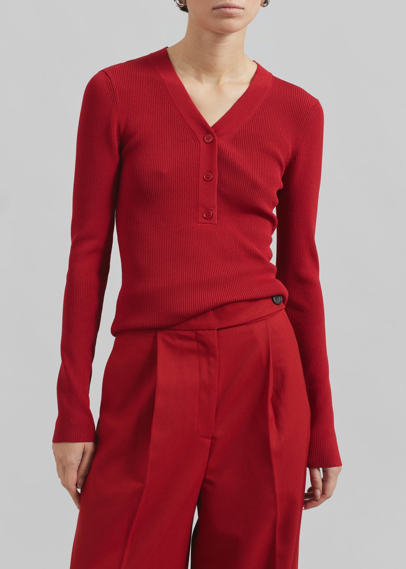 Samsøe Samsøe Saleonore V-neck - Scarlet Sage - 1