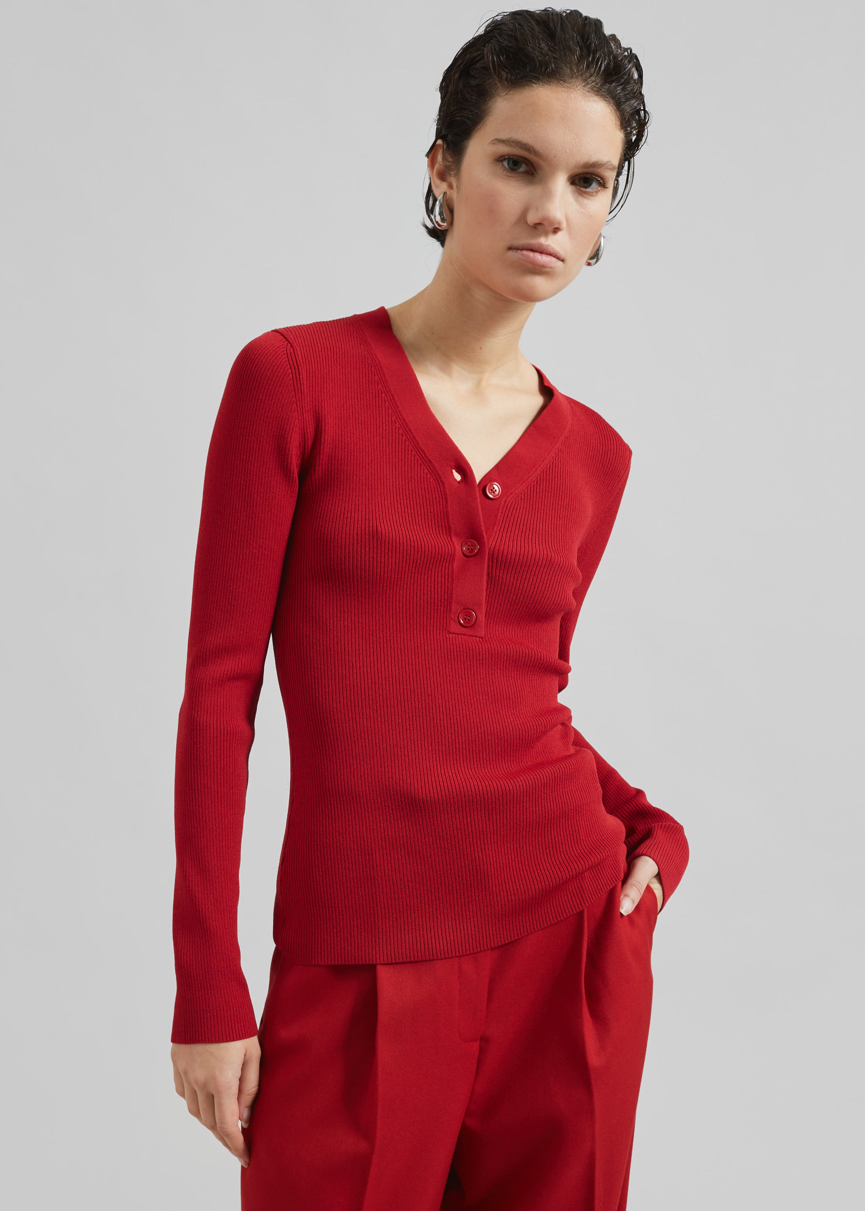 Samsøe Samsøe Saleonore V-neck - Scarlet Sage - 3