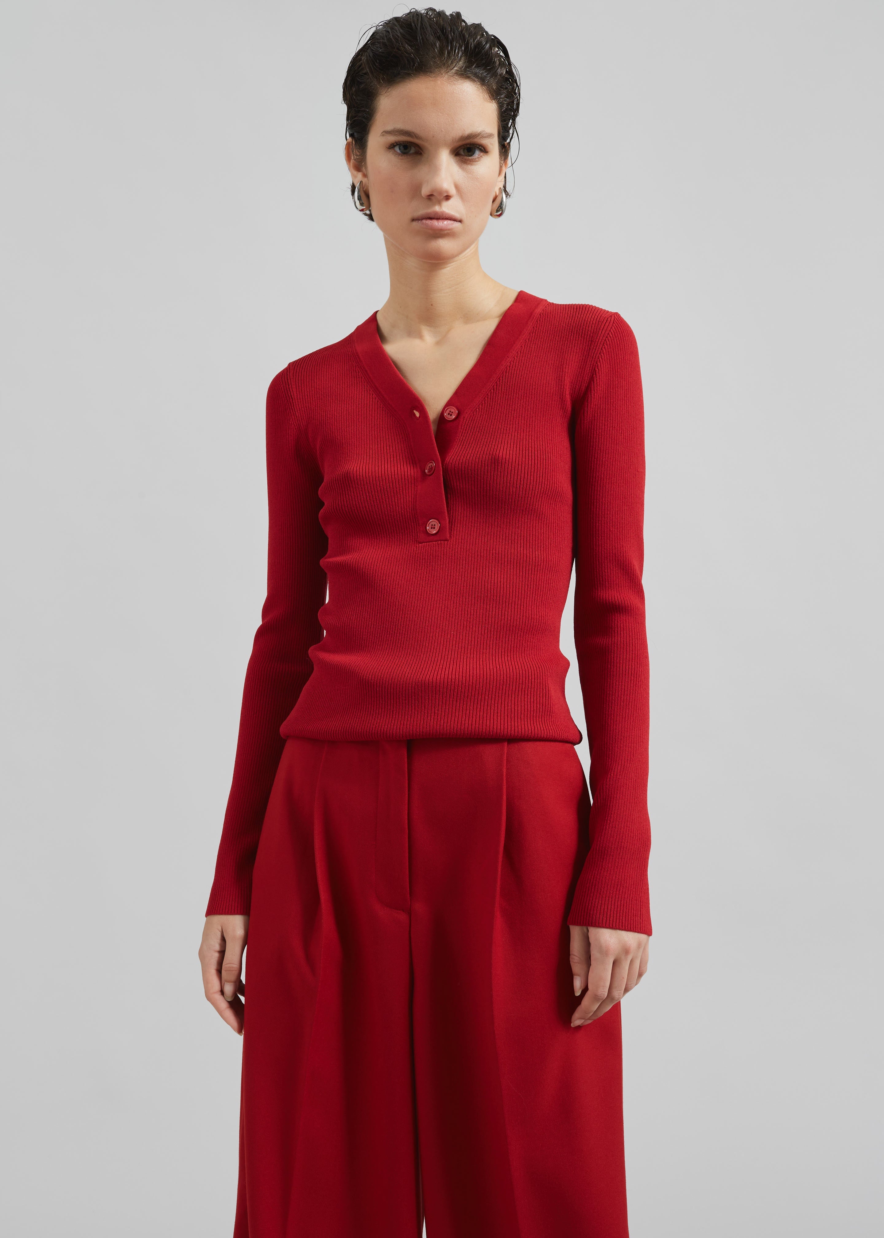 Samsøe Samsøe Saleonore V-neck - Scarlet Sage - 6