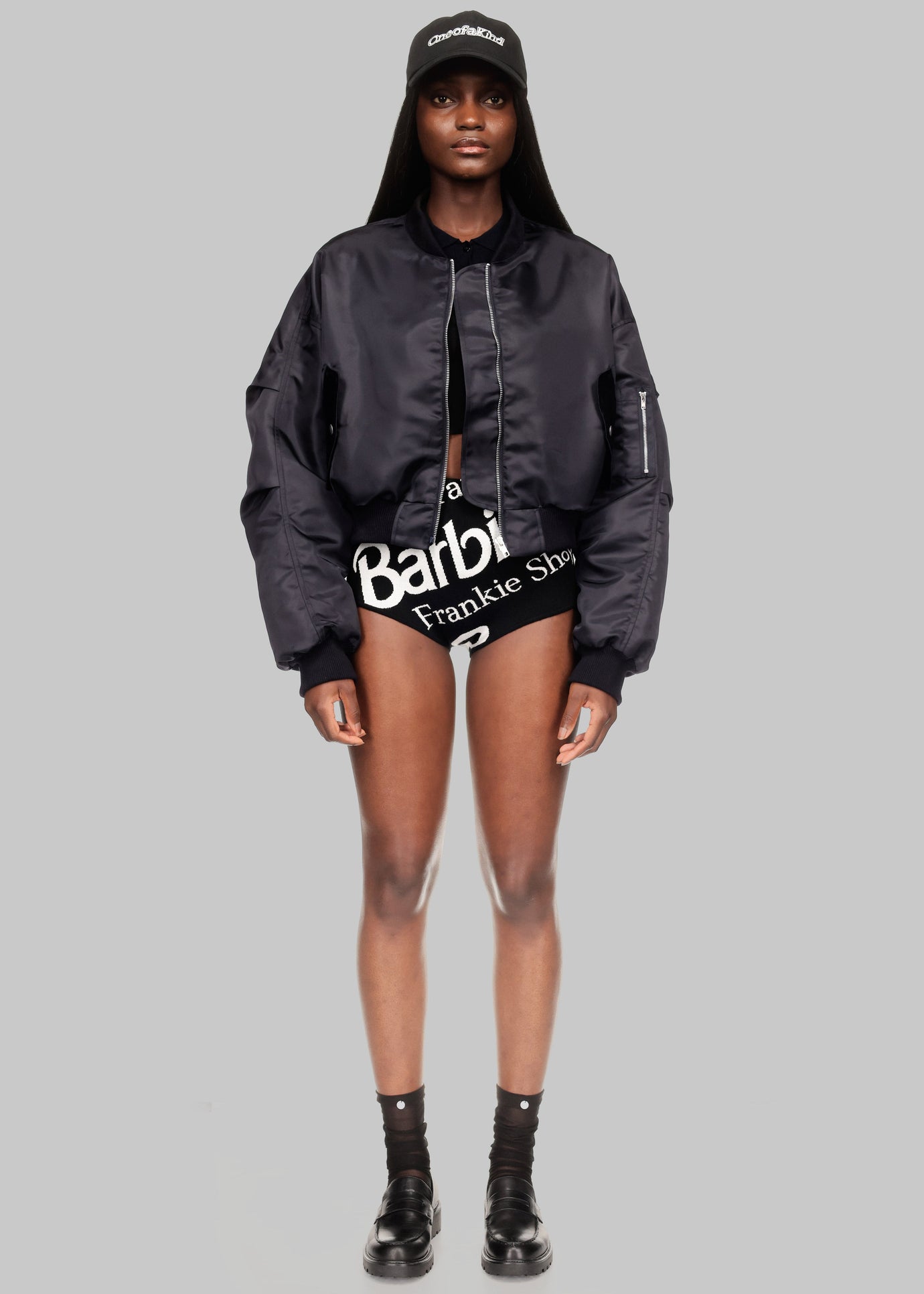 Sana Oversized Cropped Bomber x Barbie™ - Black