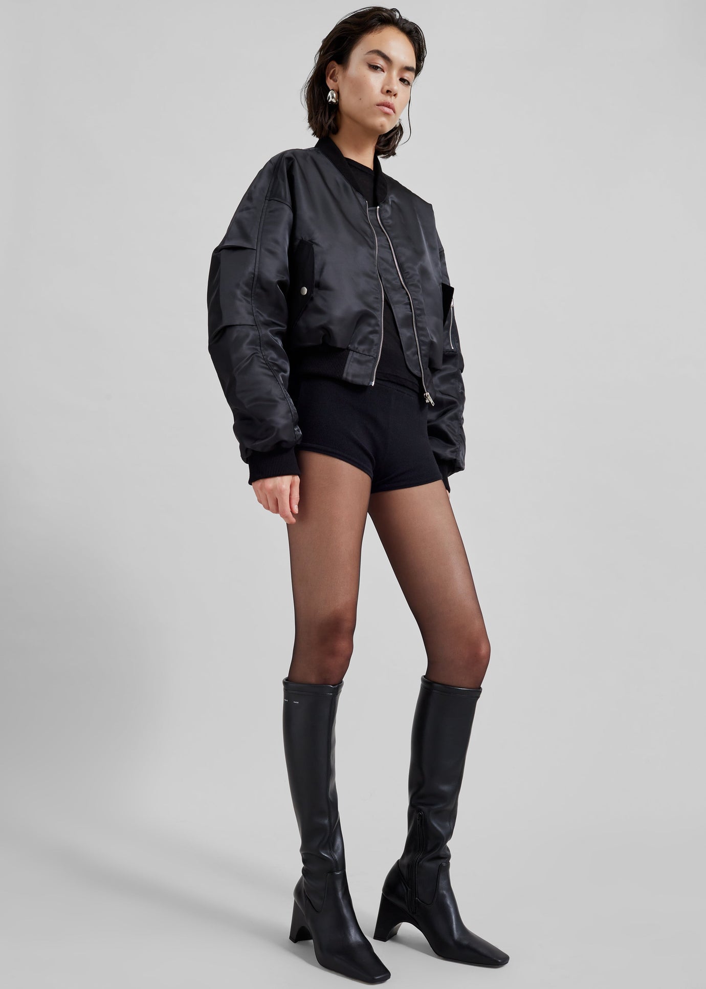 Sana Oversized Cropped Bomber x Barbie™ - Black - 1