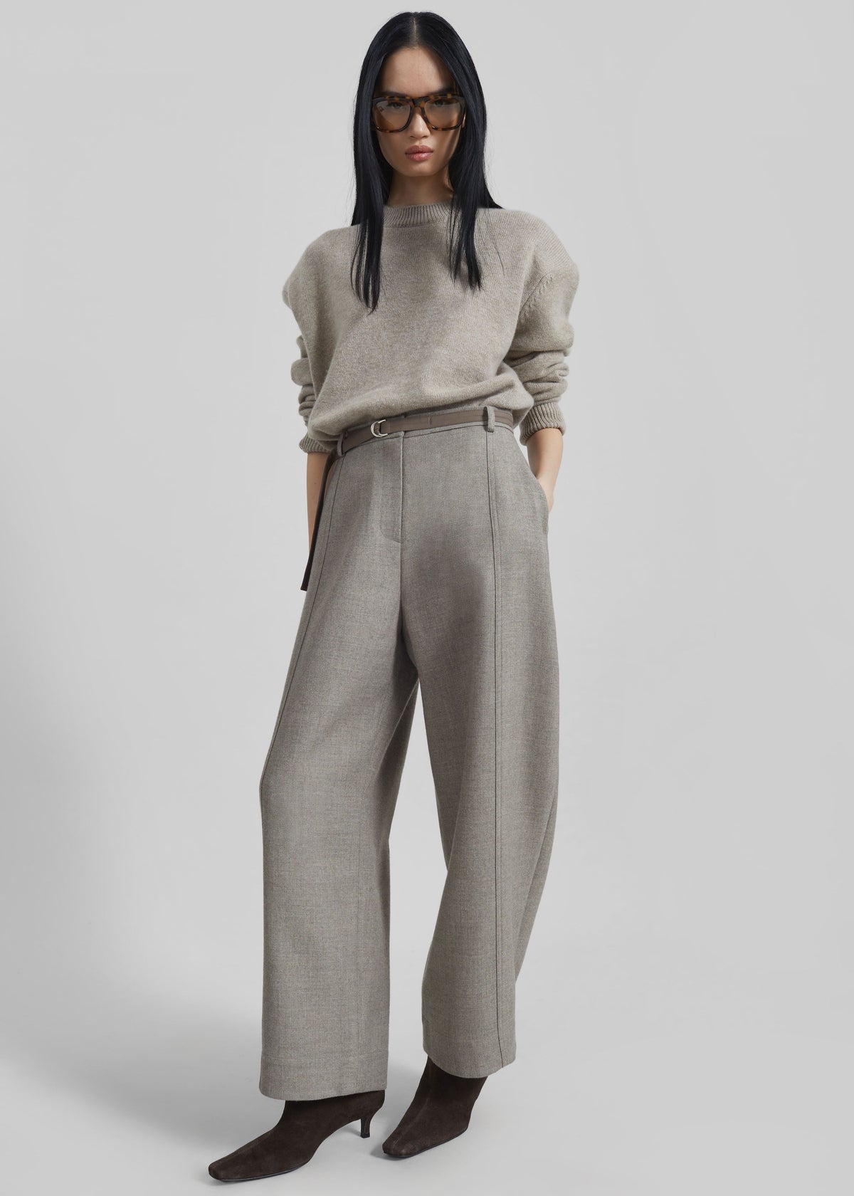 Sanve Tapered Leg Pants - Beige Melange - 1