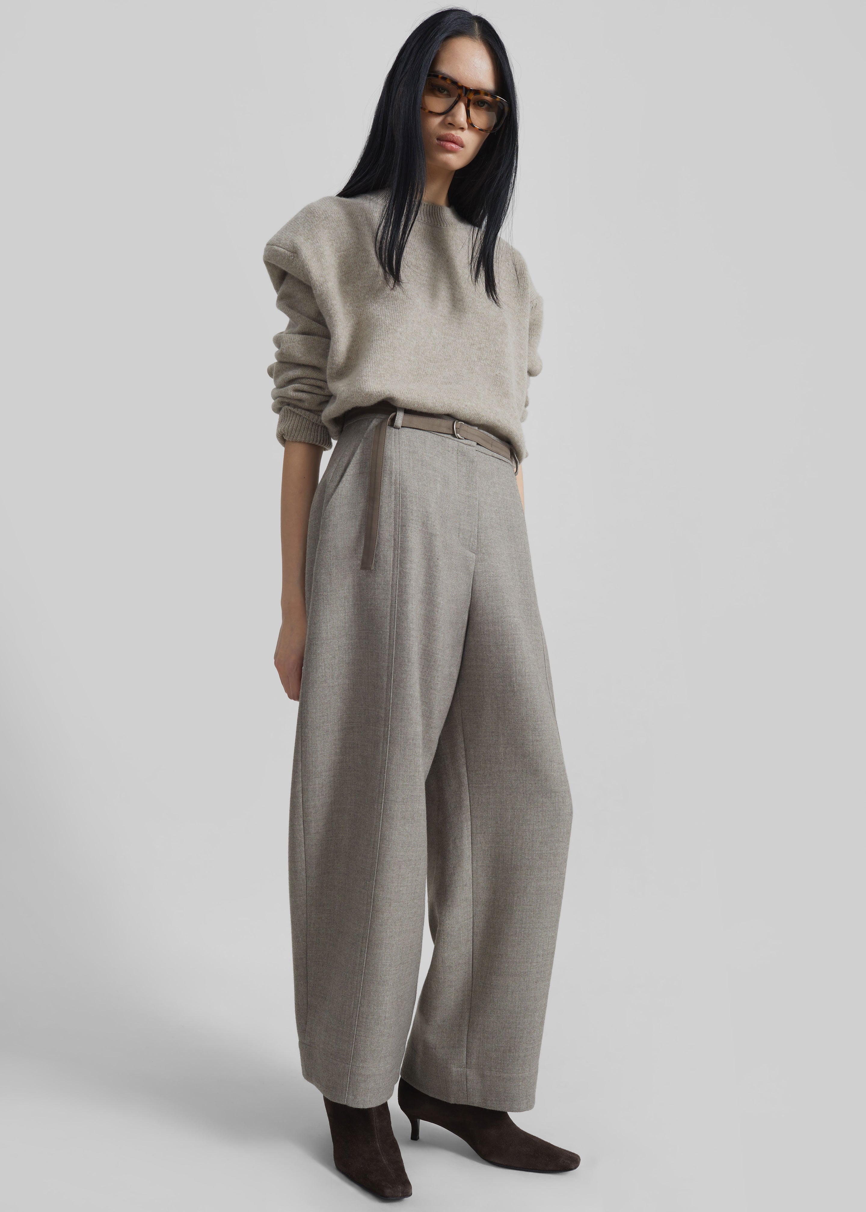 Sanve Tapered Leg Pants - Beige Melange - 5