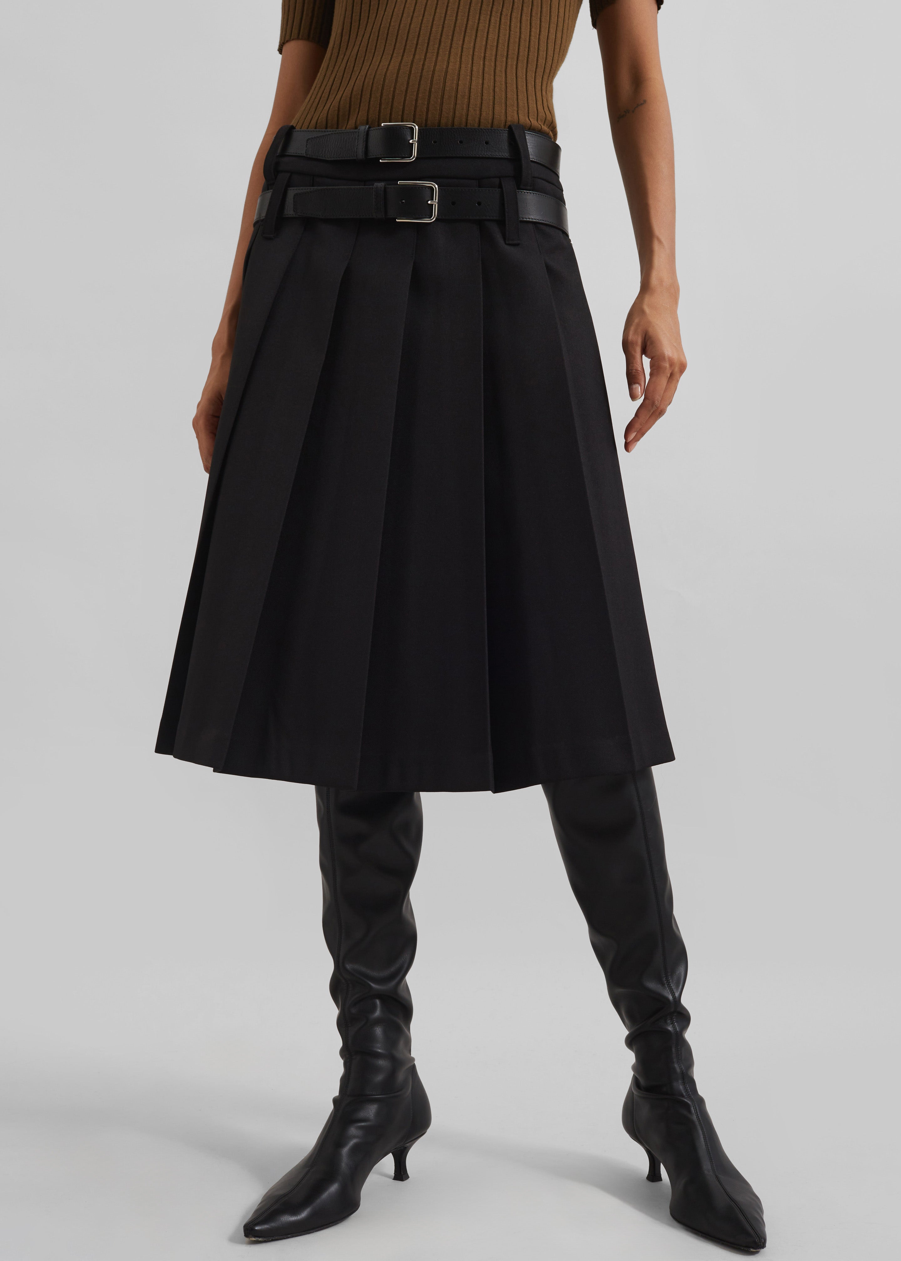 Sarina Pleated Skirt - Black - 4