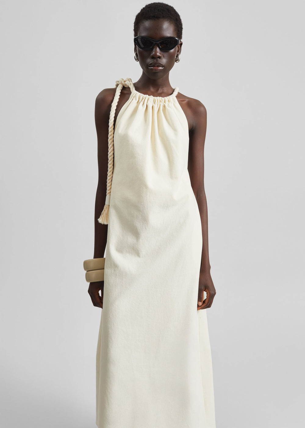 Sarnico Rope-Tie Halter Dress - Cream - 1