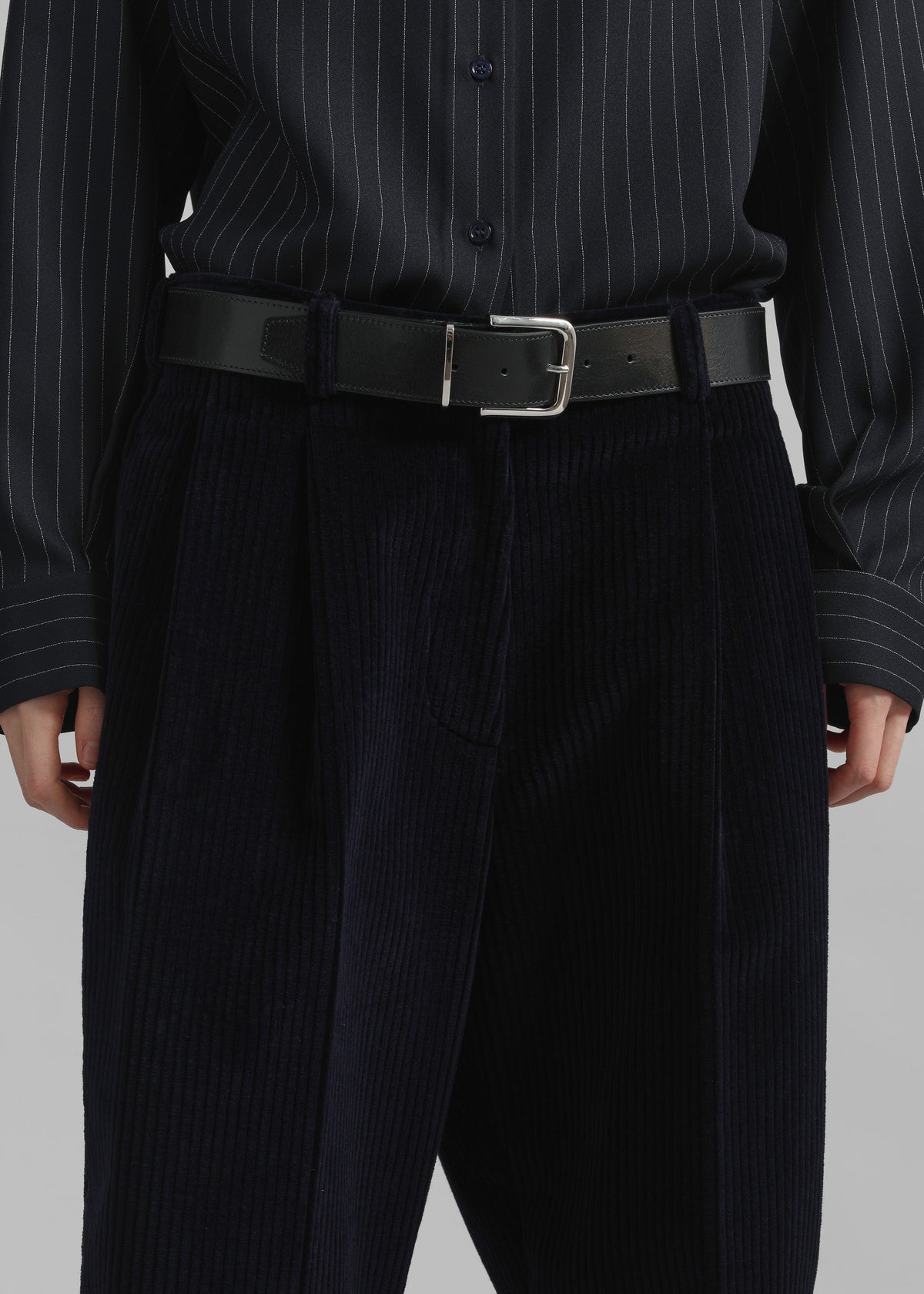 Sarno Leather Belt - Black/Silver - 5