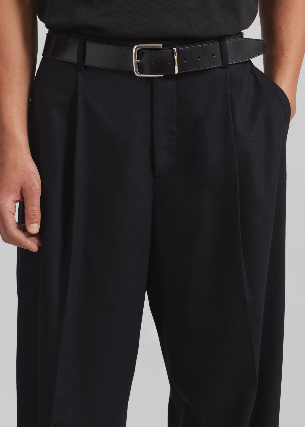 Sarno Leather Belt - Black/Silver - 5