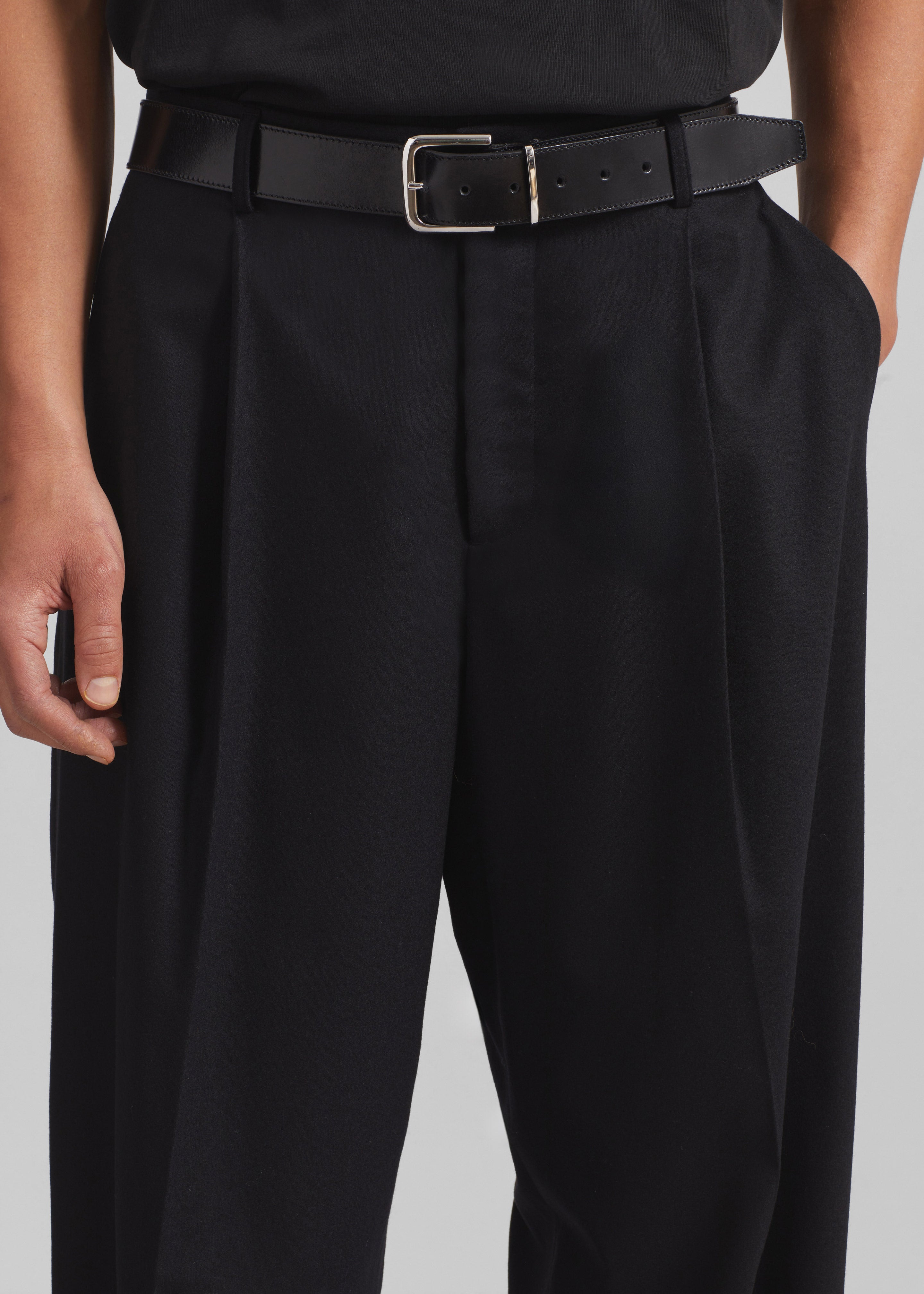 Sarno Leather Belt - Black/Silver - 5