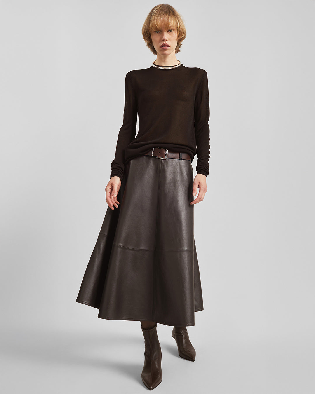Sarno Leather Belt - Brown/Silver - 4