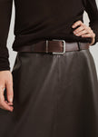 Sarno Leather Belt - Brown/Silver