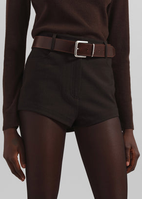 Sarno Leather Belt - Brown/Silver