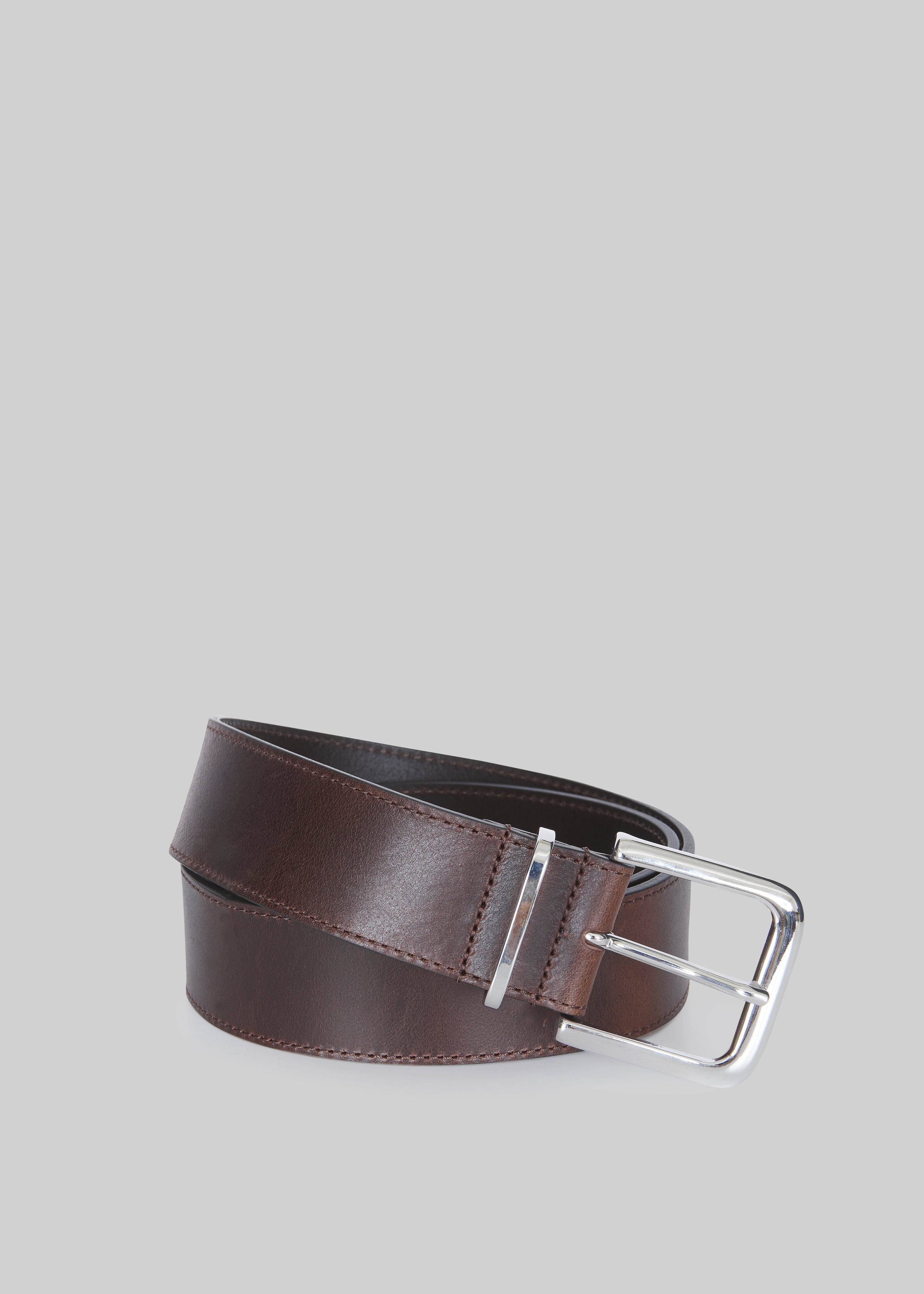 Sarno Leather Belt - Brown/Silver - 2 - [gender-male]