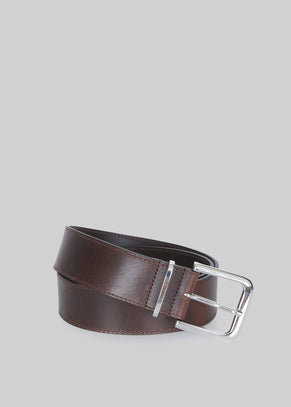 Sarno Leather Belt - Brown/Silver