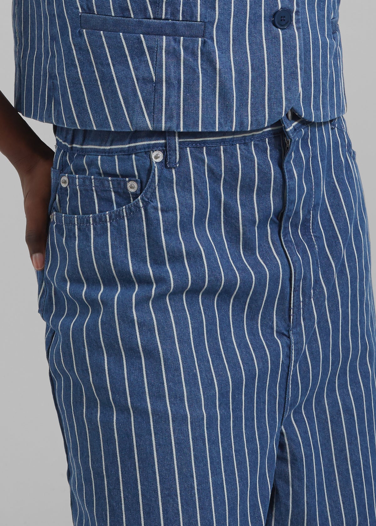 Sasha Wide Leg Jeans - Blue/White Stripe - 4