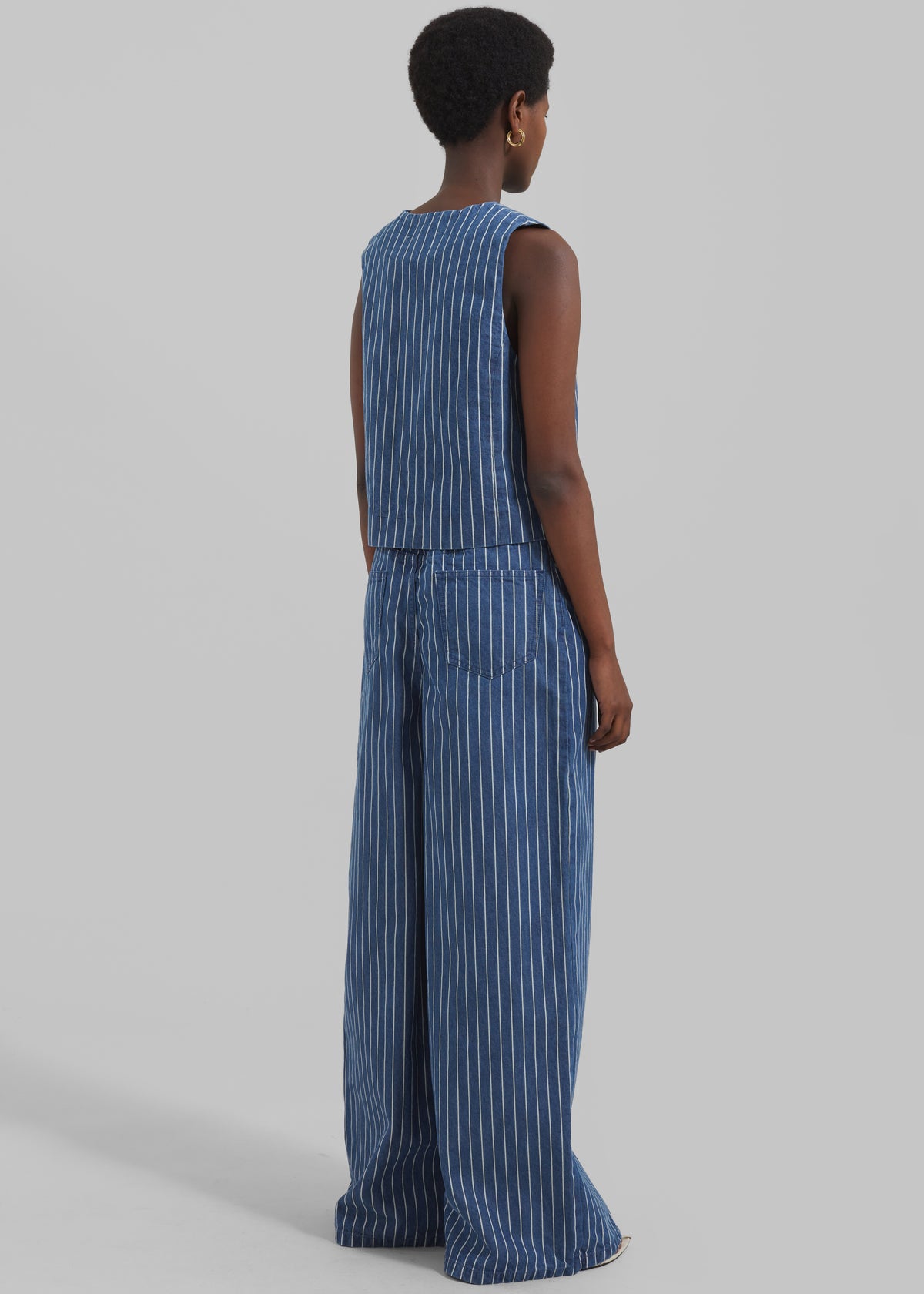 Sasha Wide Leg Jeans - Blue/White Stripe - 7