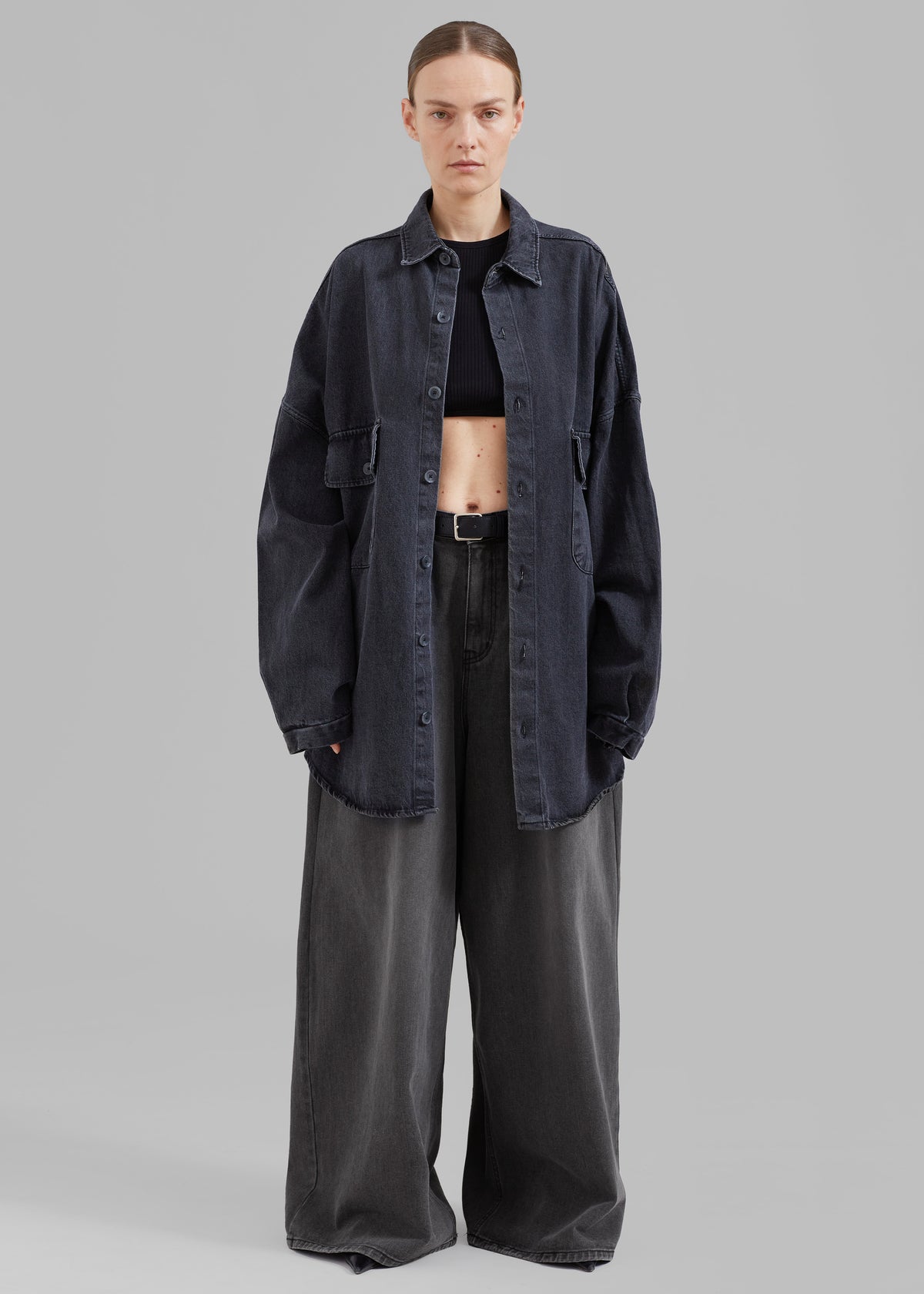 Sasha Wide Leg Jeans - Dark Grey - 10