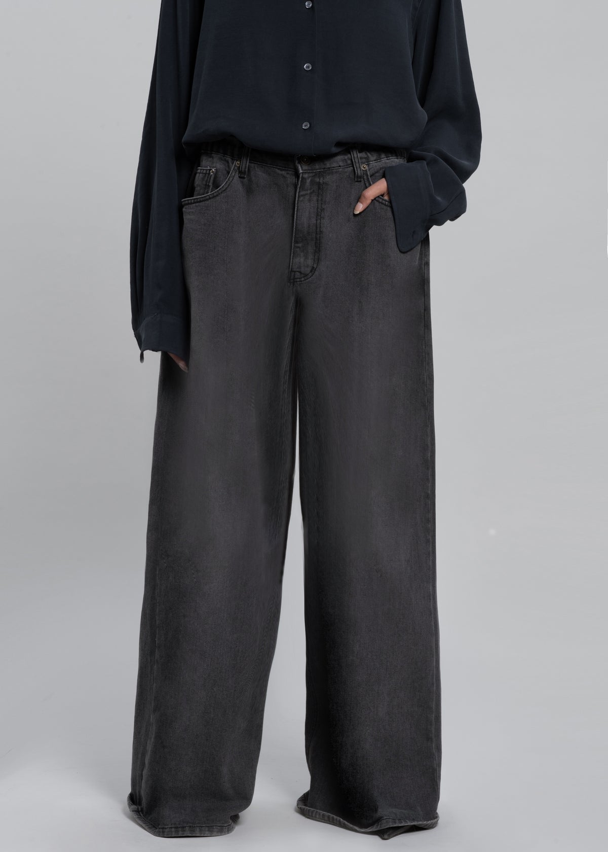Sasha Wide Leg Jeans - Dark Grey - 7