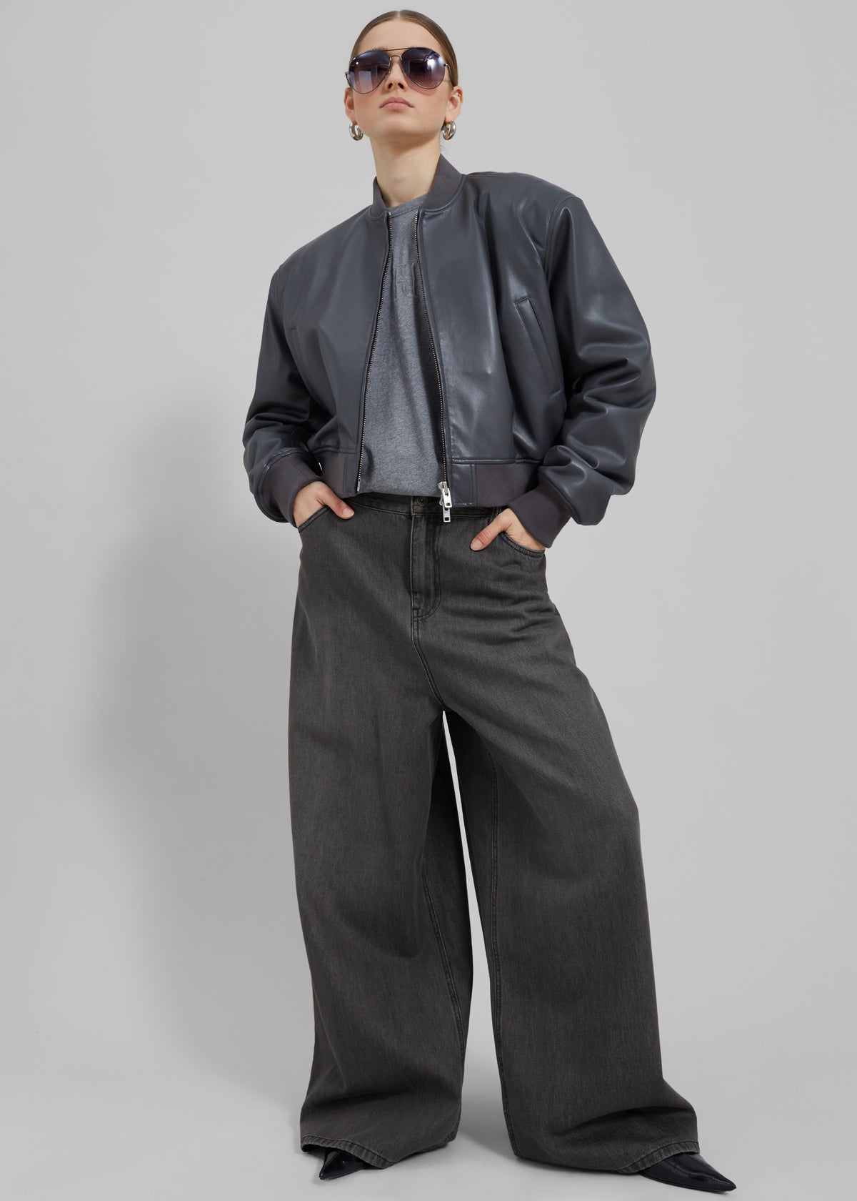 Sasha Wide Leg Jeans - Dark Grey - 8