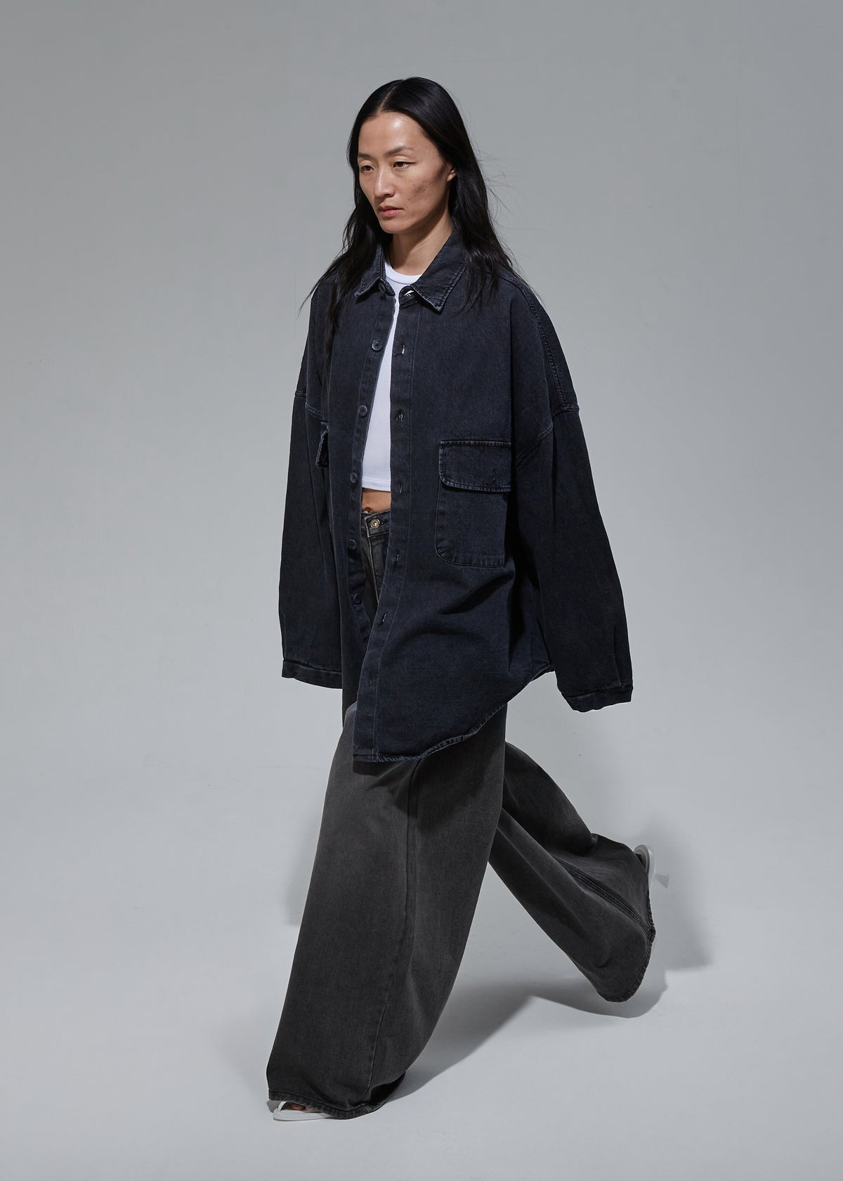 Sasha Wide Leg Jeans - Dark Grey - 9