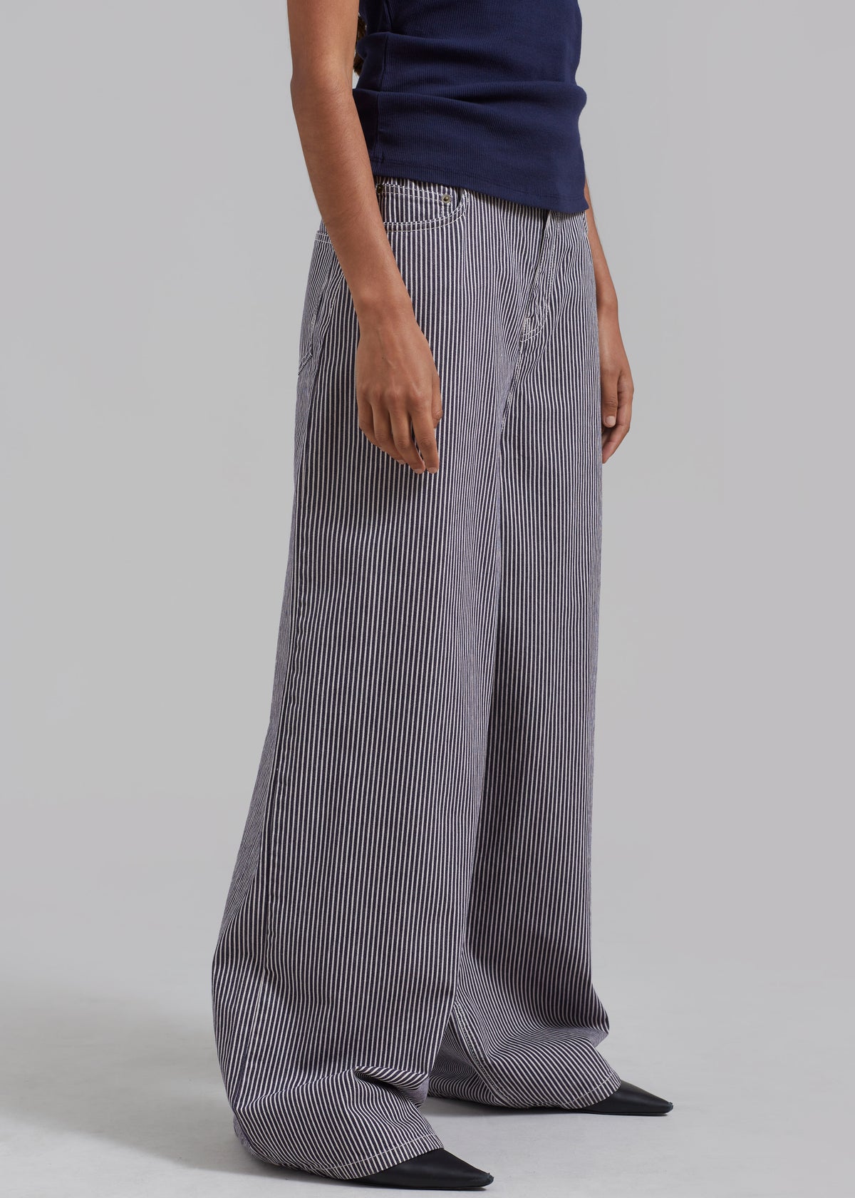 Sasha Wide Leg Jeans - Navy/White Stripe - 7