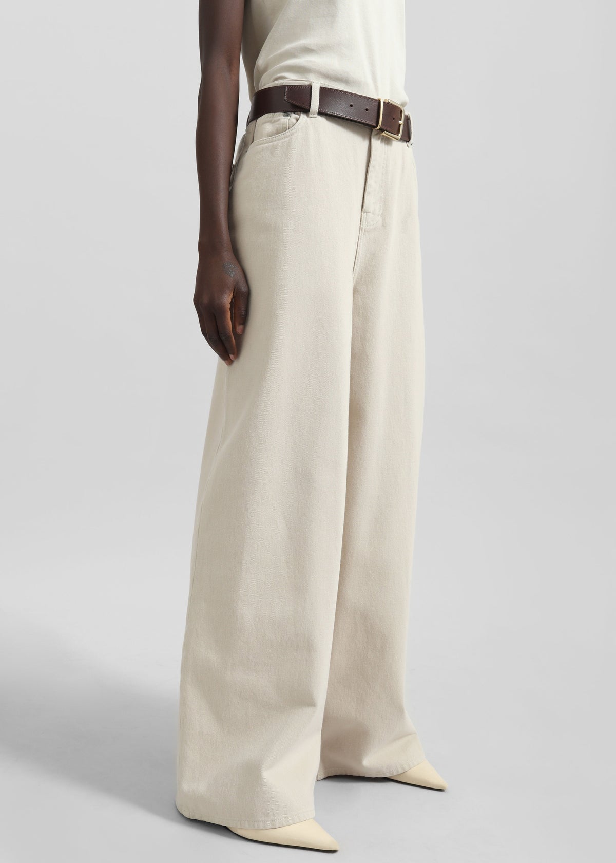 Sasha Wide Leg Jeans - Sand - 4