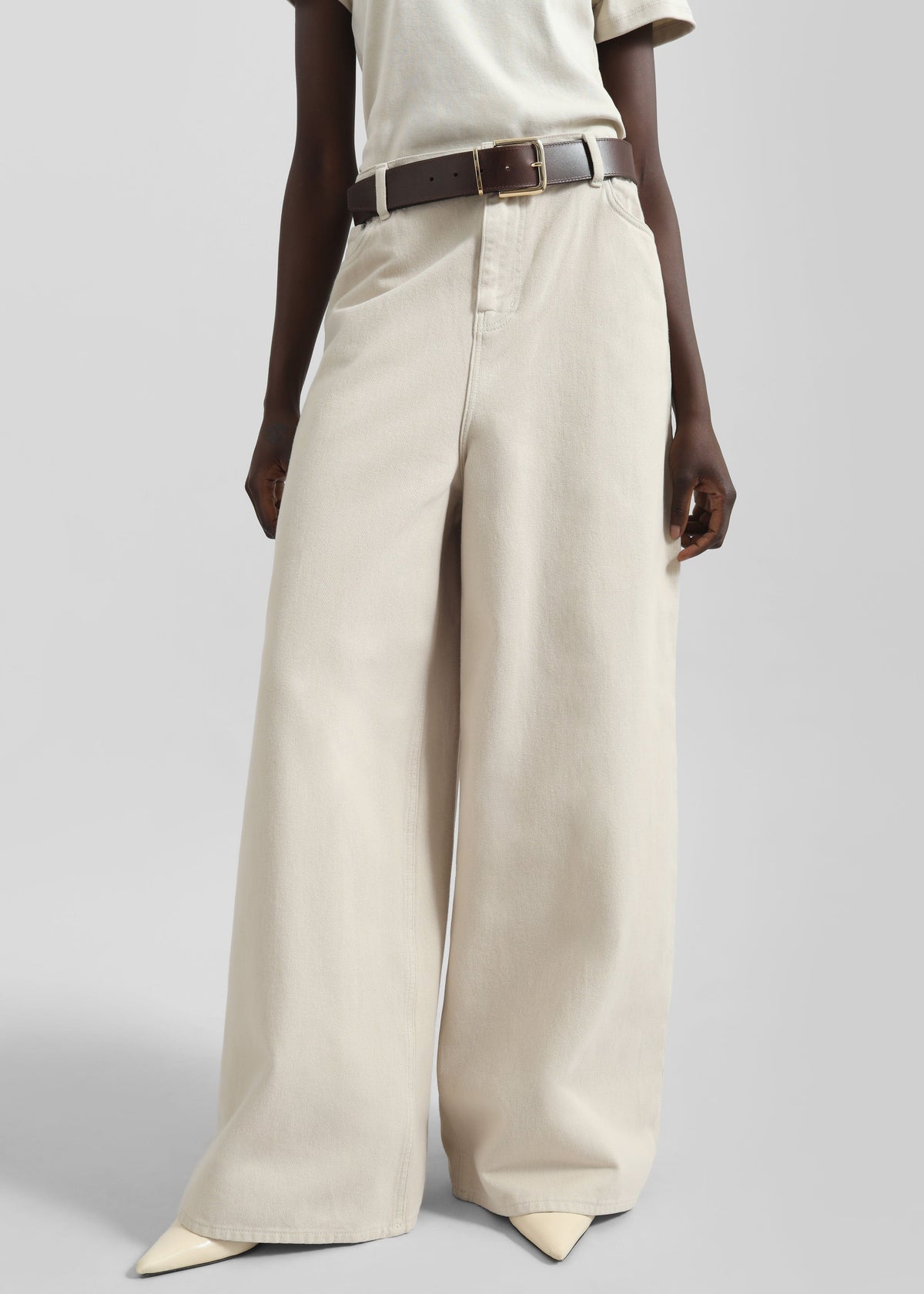 Sasha Wide Leg Jeans - Sand - 2