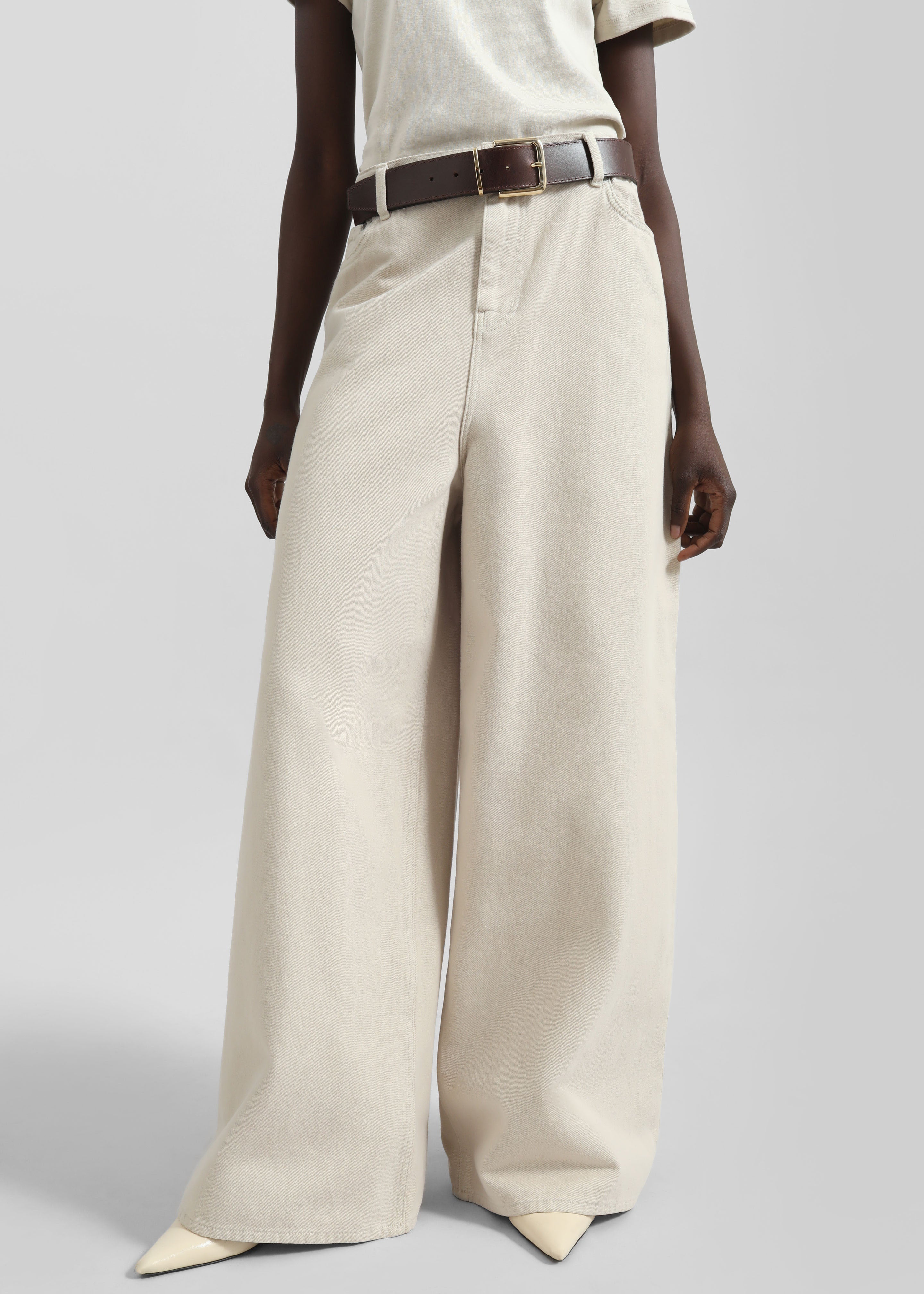 Sasha Wide Leg Jeans - Sand - 2