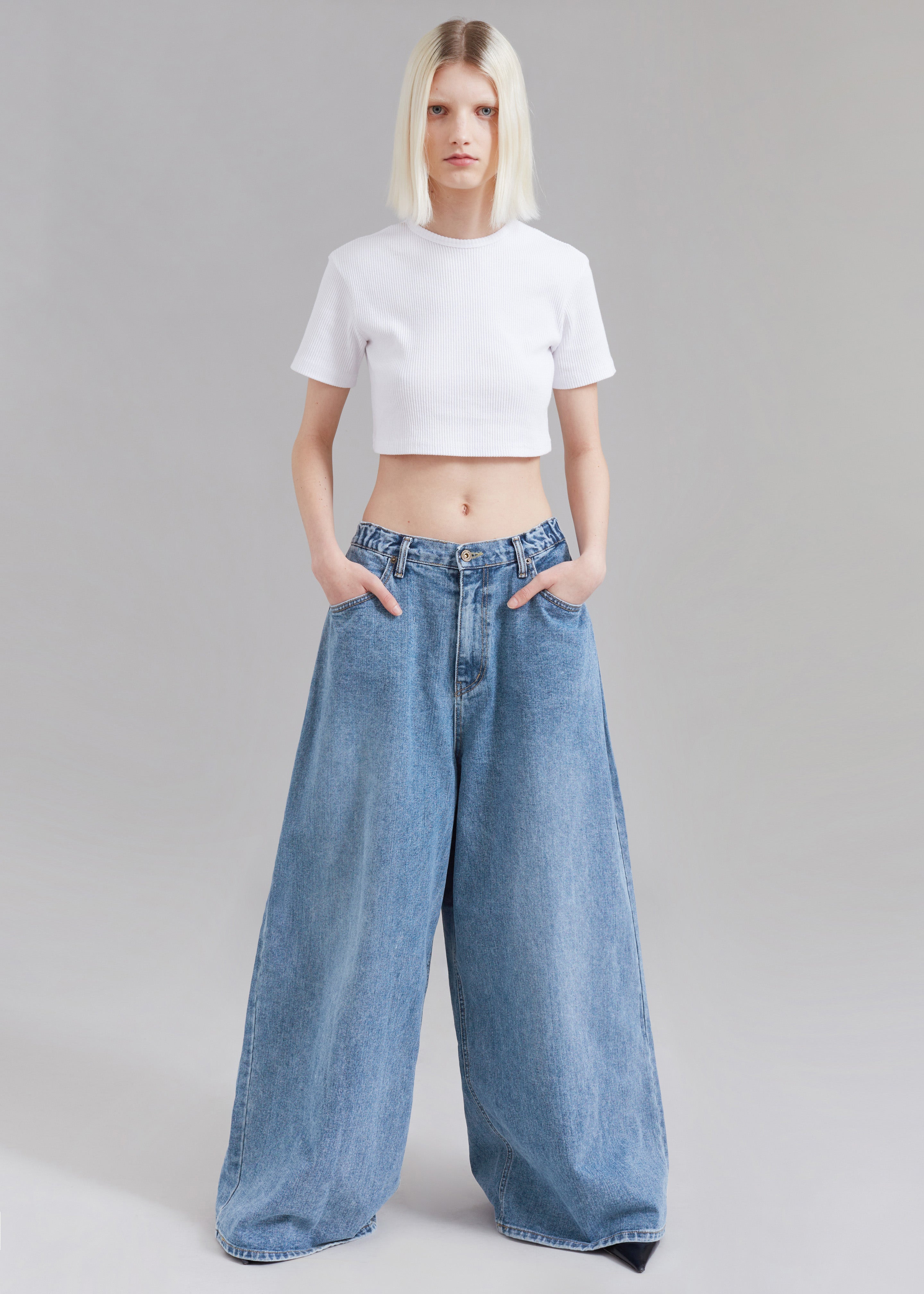 Sasha Wide Leg Jeans - Worn Wash - 4