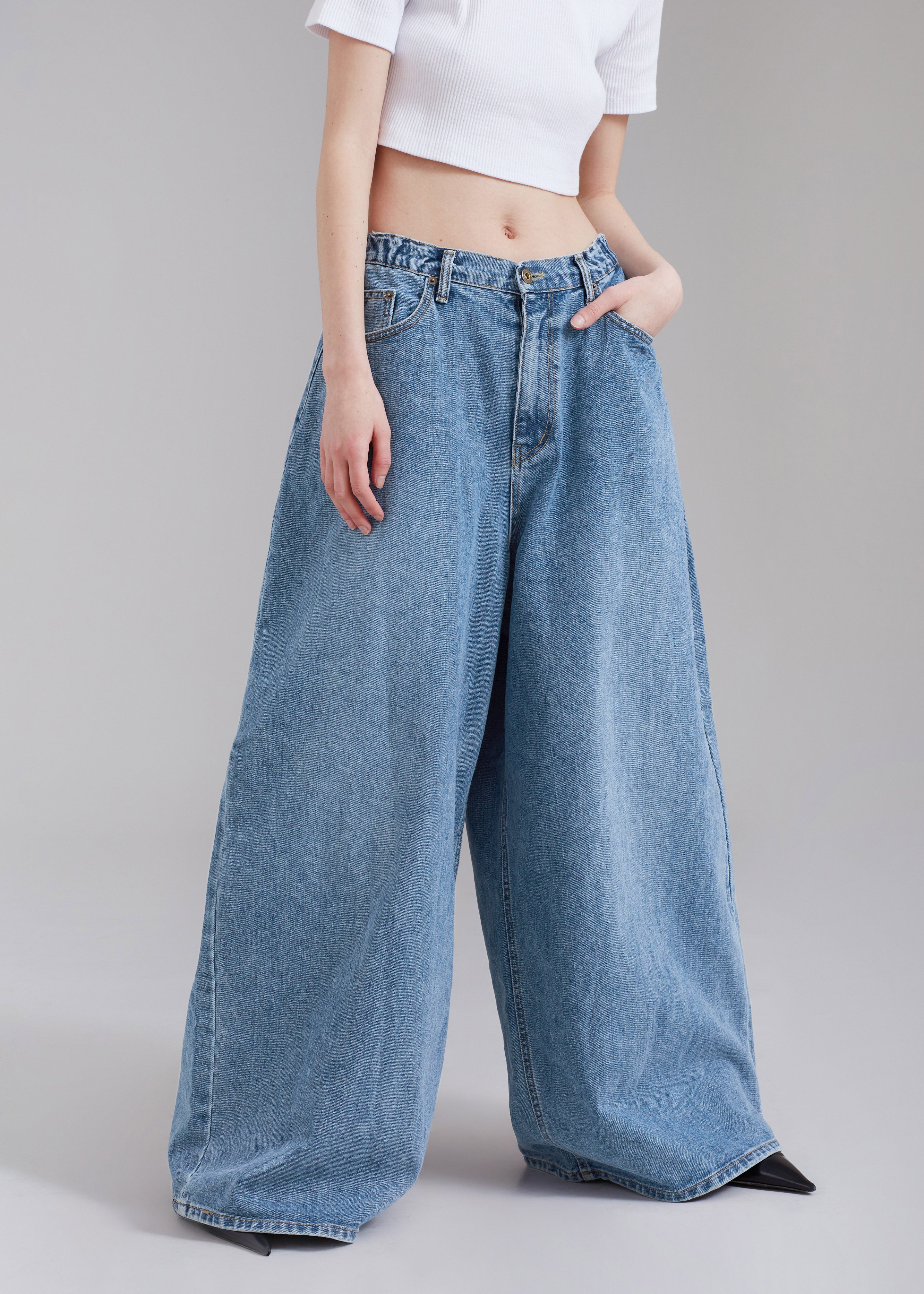 Sasha Wide Leg Jeans - Worn Wash - 5