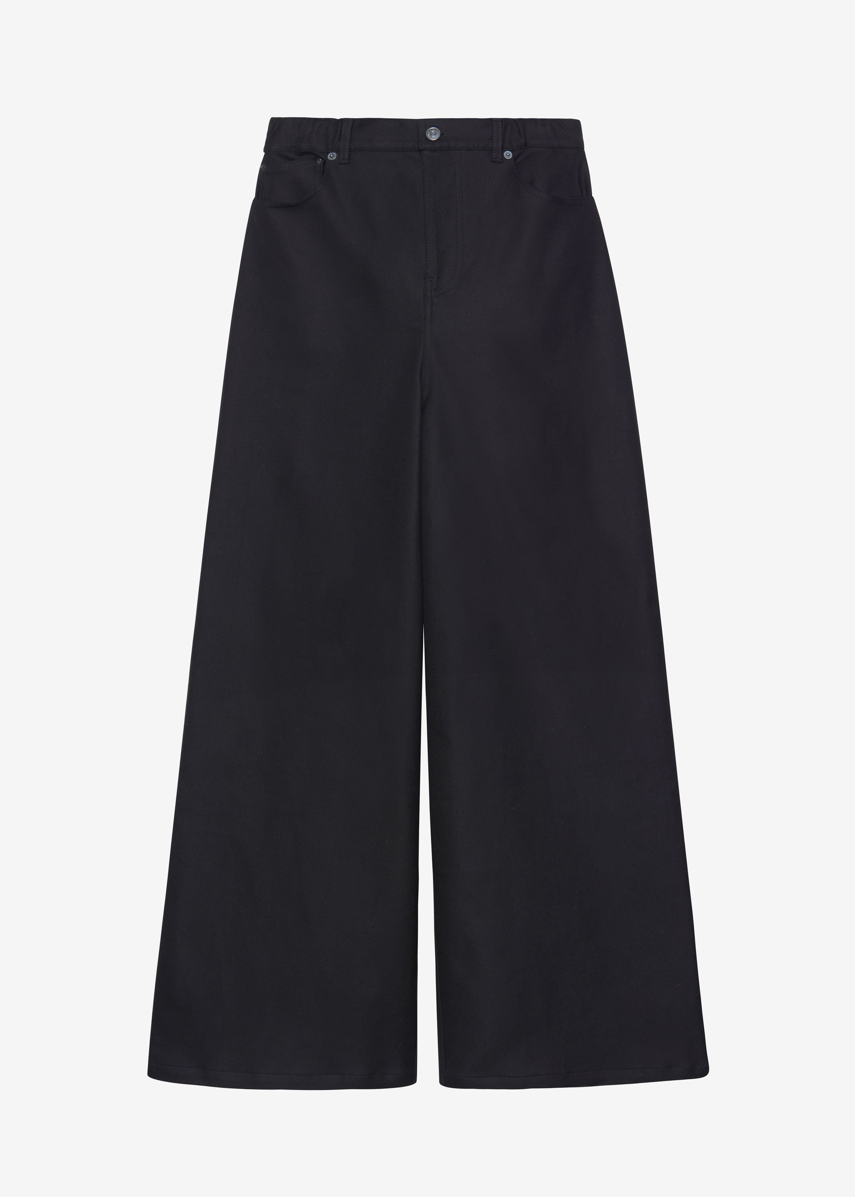 Sasha Wide Leg Twill Pants - Black - 10