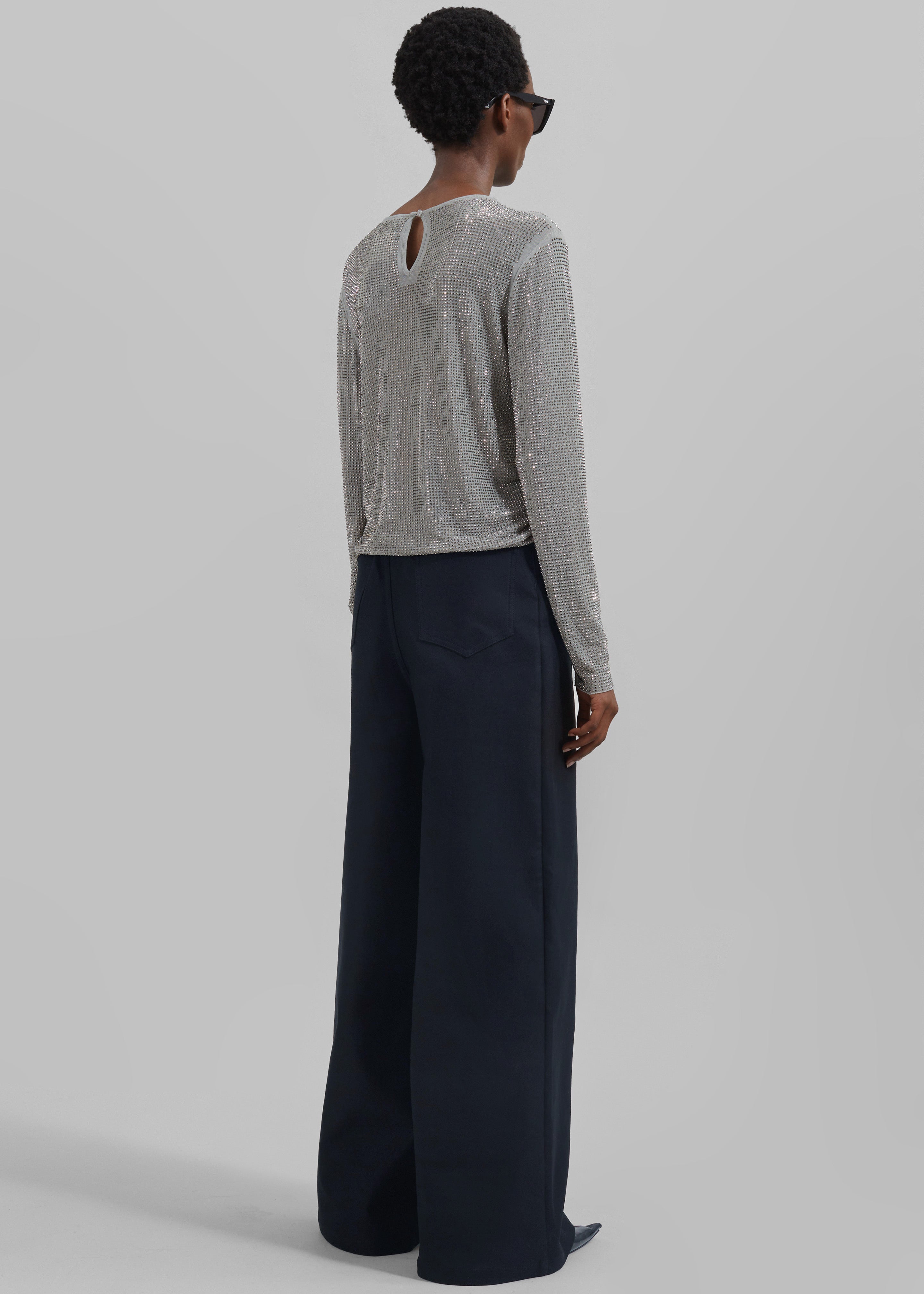 Sasha Wide Leg Twill Pants - Navy - 9