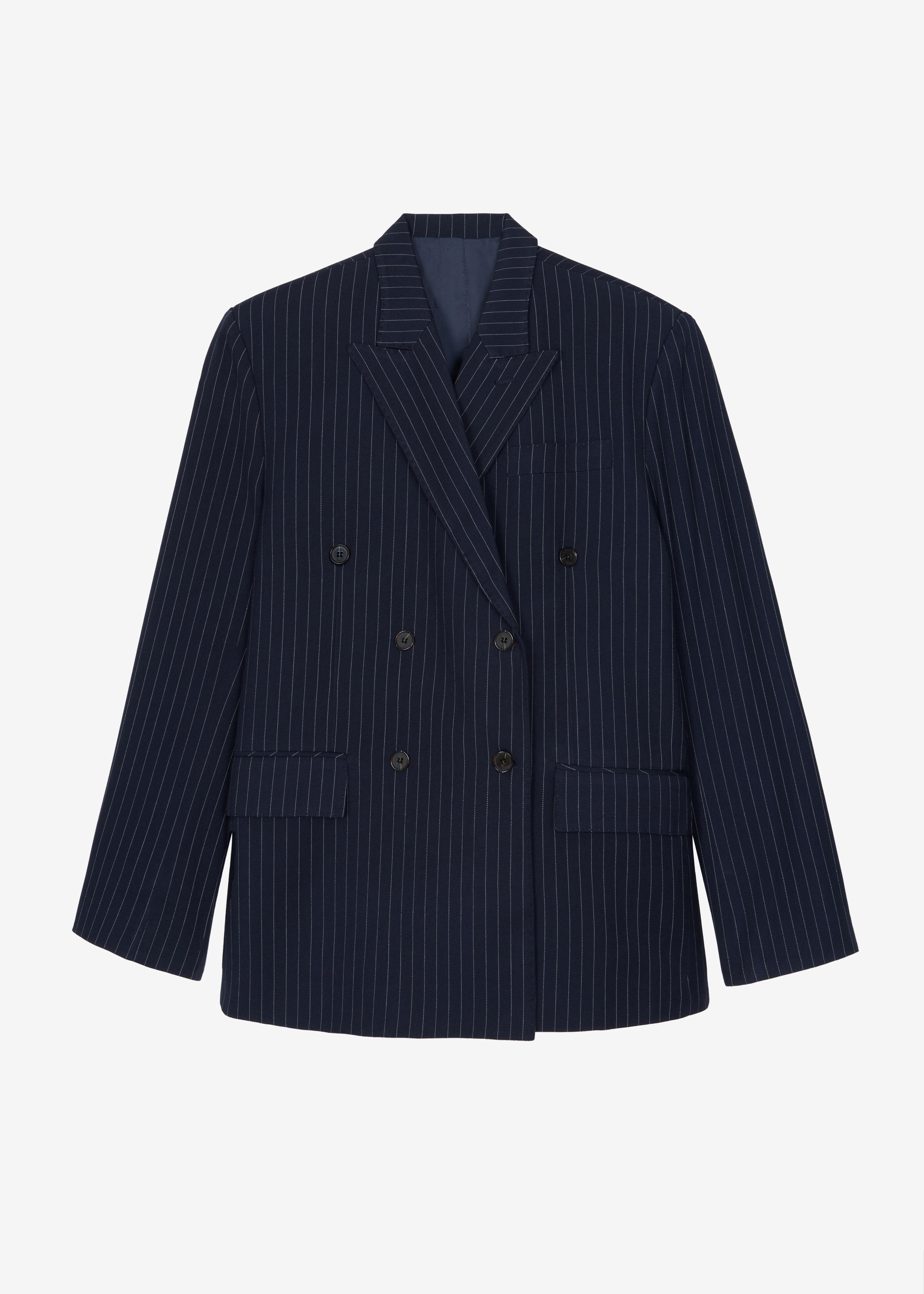 Sava Double Breasted Blazer - Navy/White Stripe - 14