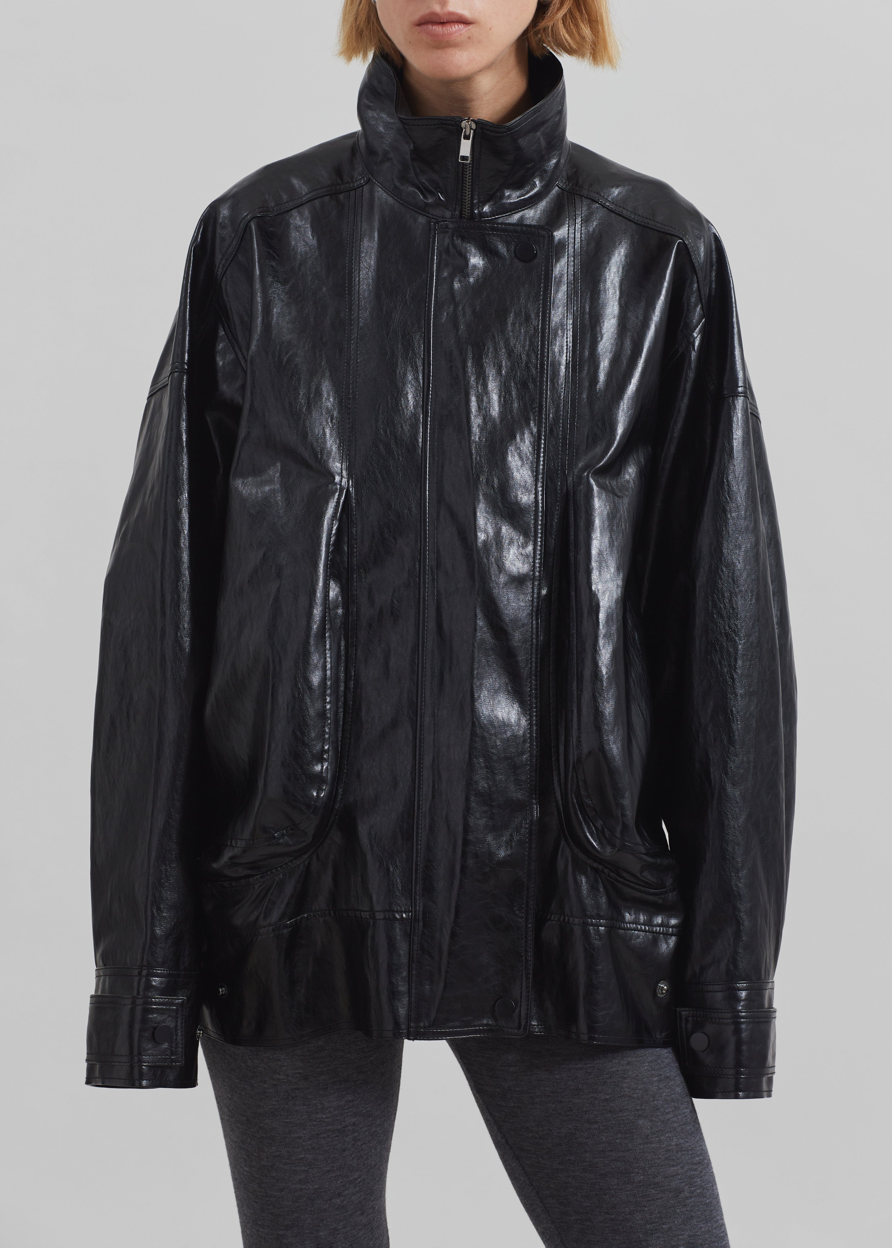 Savannah Faux Leather Jacket - Black - 8