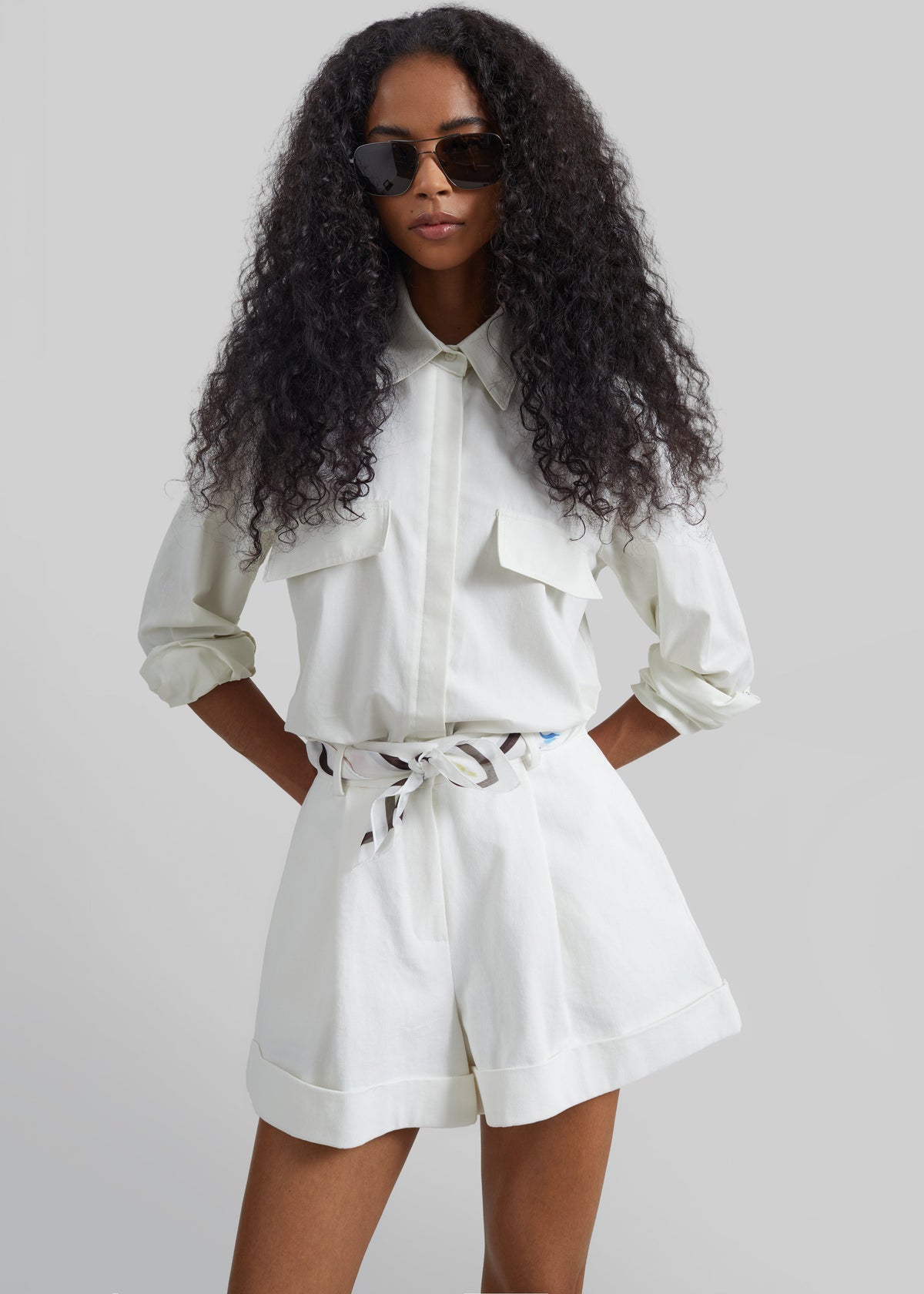 Savoca Cuffed Shorts - Ivory - 1