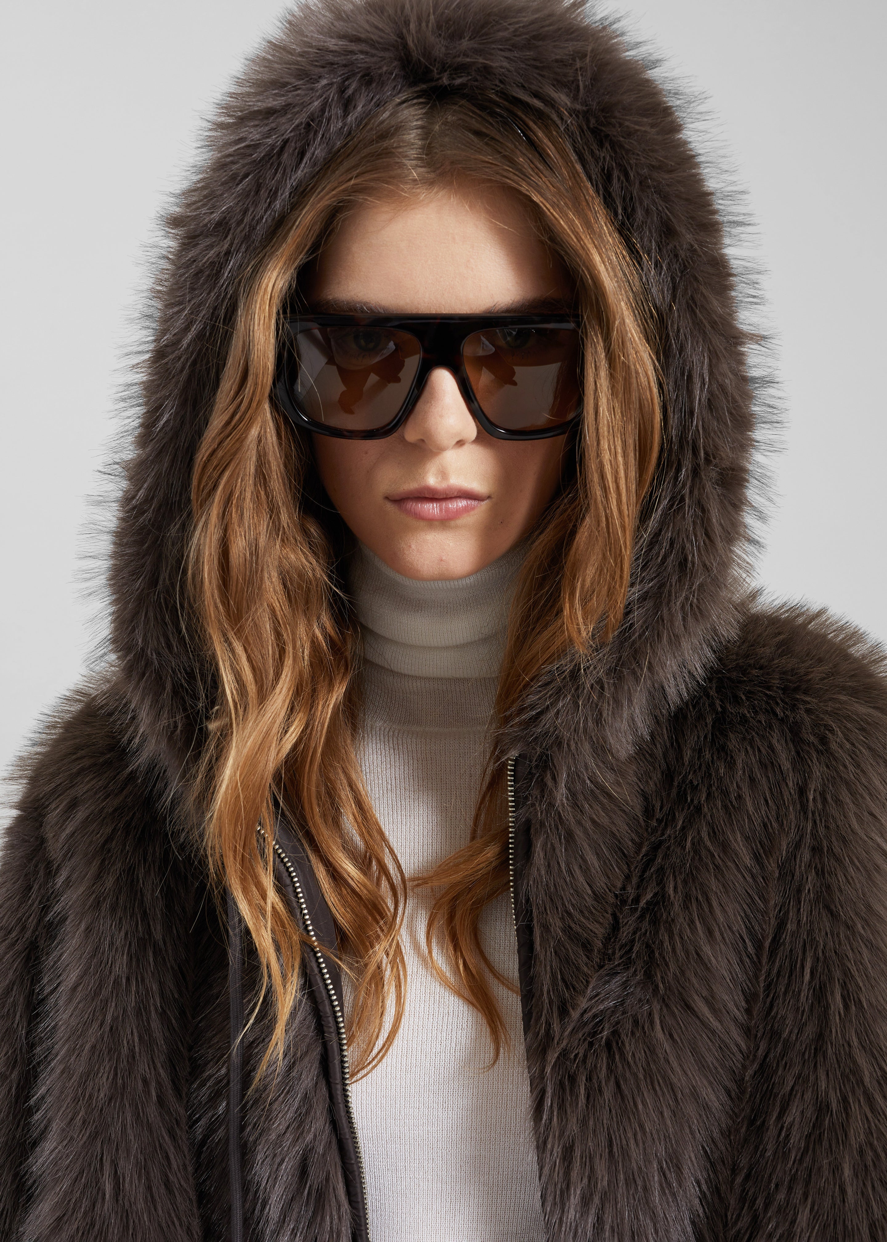 Savoie Faux Fur Hooded Jacket - Brown - 4